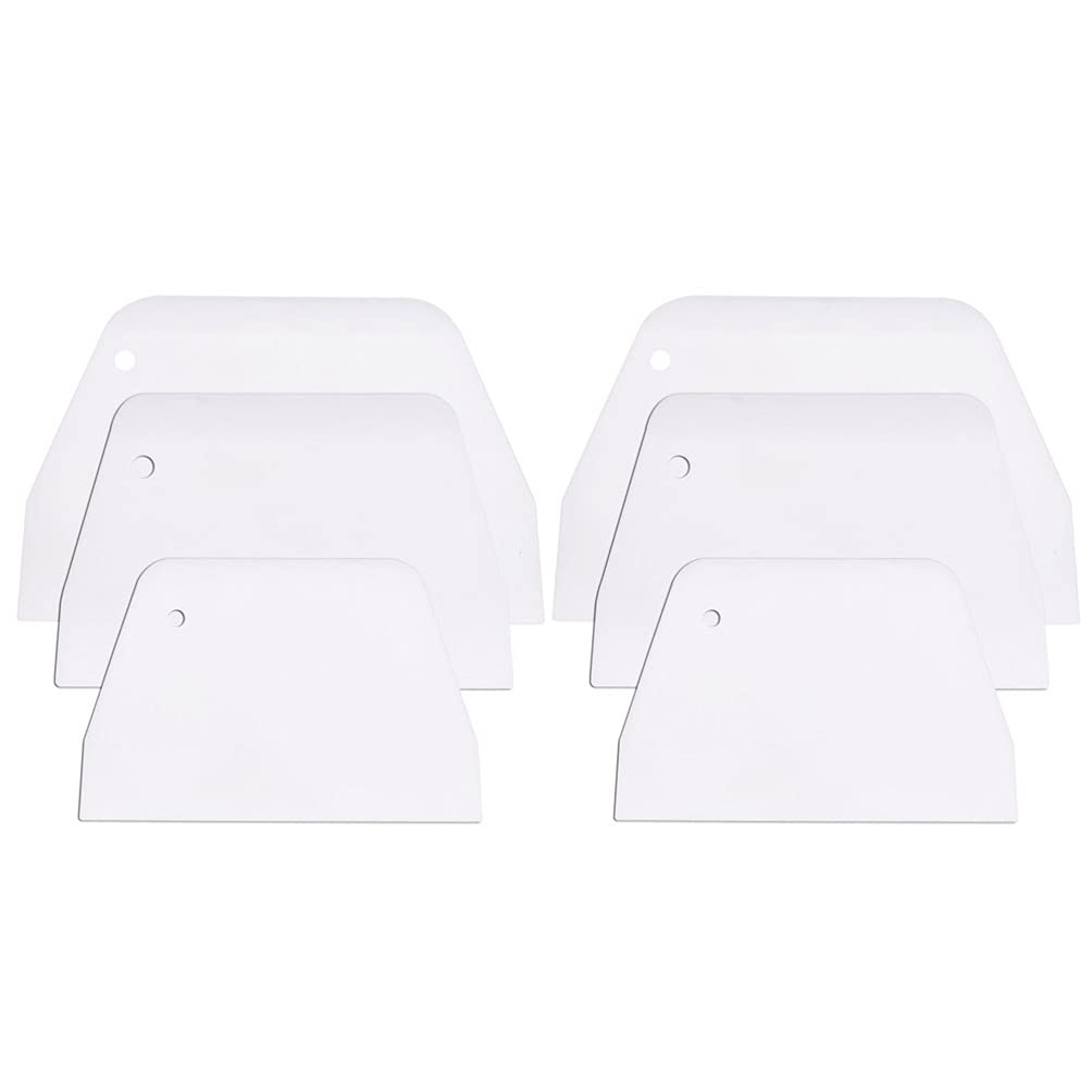 Hemoton 6-Piece Plastic Dough Scraper Set - Trapezoid Cake Mix Bowl Scrapers for Baking, Pizza, Pastry & Buttercream Frosting - Essential Kitchen Decorating Tools for Home Bakers & Professional Chefs