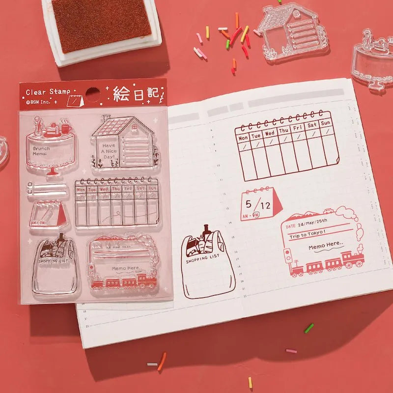 BGM Clear Stamp Set - Picture Diary Scrapbooking Stamps for DIY Cards, Journals & Planner Decorations | Perfect for Scrapbooking, Bullet Journaling & Handmade Greeting Cards