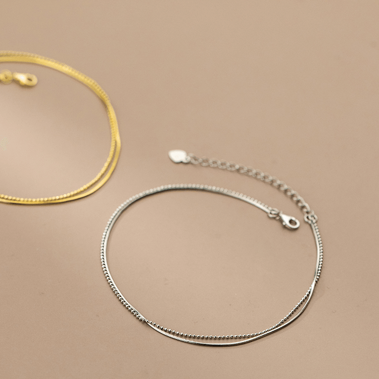 14K Gold Plated Sterling Silver Anklet for Women - Elegant Ankle Bracelet for Everyday Wear & Special Occasions