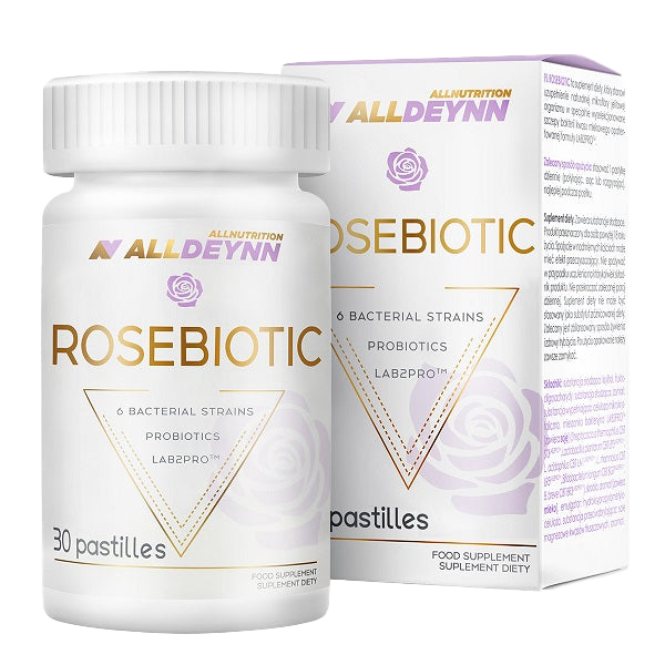 Allnutrition AllDeynn Rosebiotic Probiotic Supplement - 30 Pastilles for Digestive Health & Immune Support | Gut Flora Balance, Women's Wellness, Travel-Friendly Probiotics