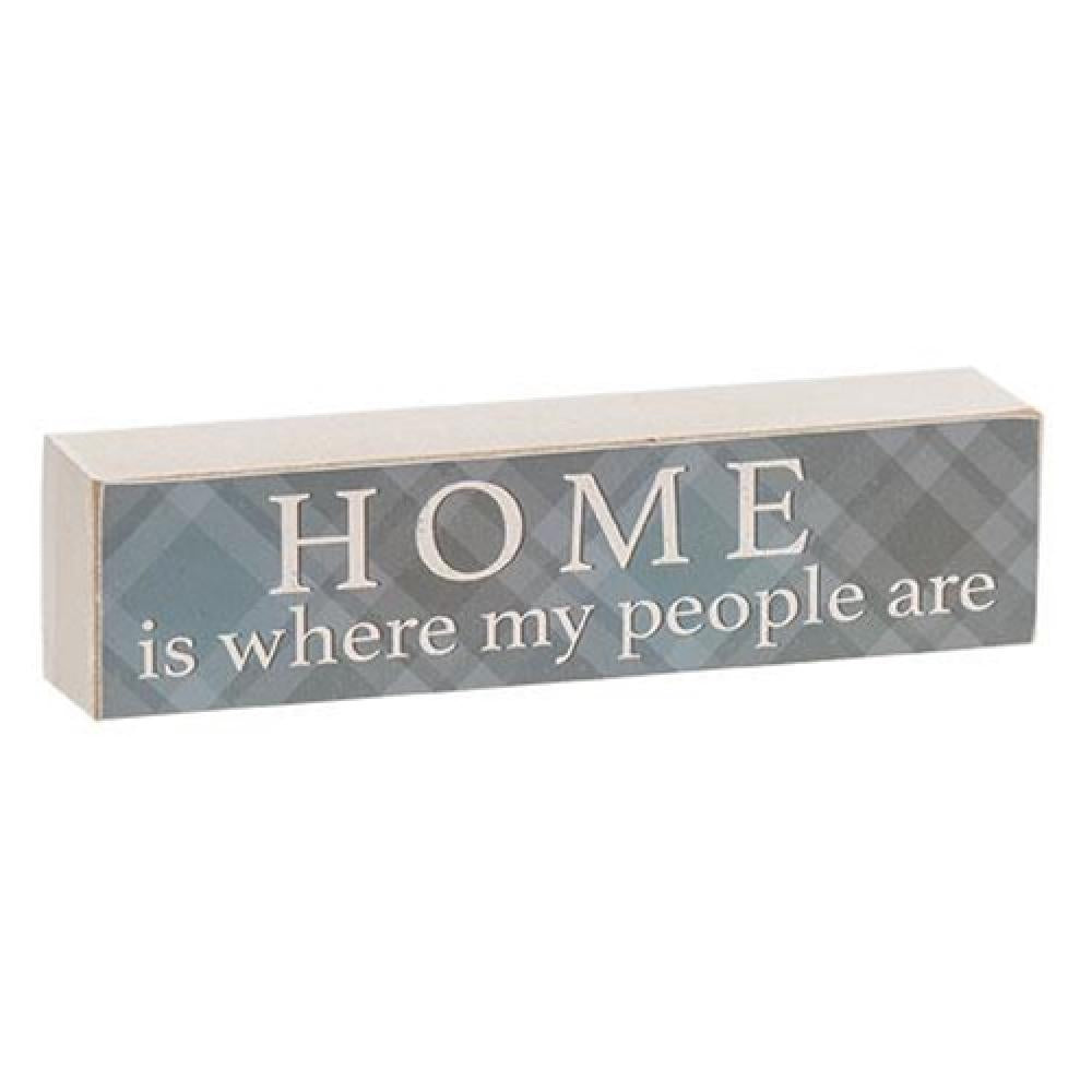 Home Is Where My People Are Plaid Block - Cozy Farmhouse Decor for Living Room, Bedroom & Office - Perfect Rustic Wall Art for Home Decor