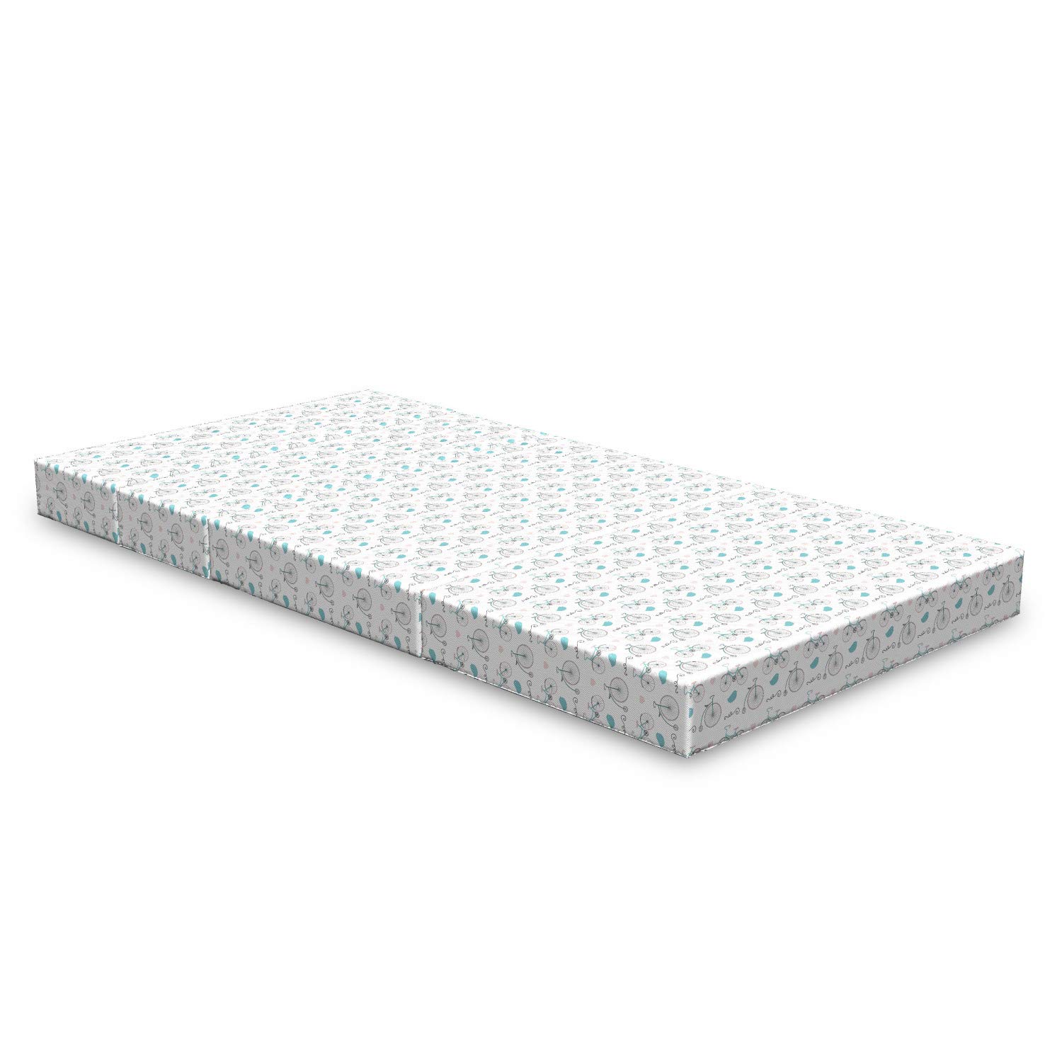 Ambesonne Vintage Foldable Mattress - Retro Bike Design, Portable Guest Bed, Camping & Dorm Room Essential