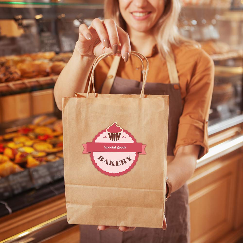 100Pcs Brown Kraft Paper Gift Bags with Handles 8x4.25x10.5 Inches - Bulk Wedding, Party Favor & Retail Merchandise Bags | Eco-Friendly Grocery Shopping, Gift Wrapping & Event Decorations