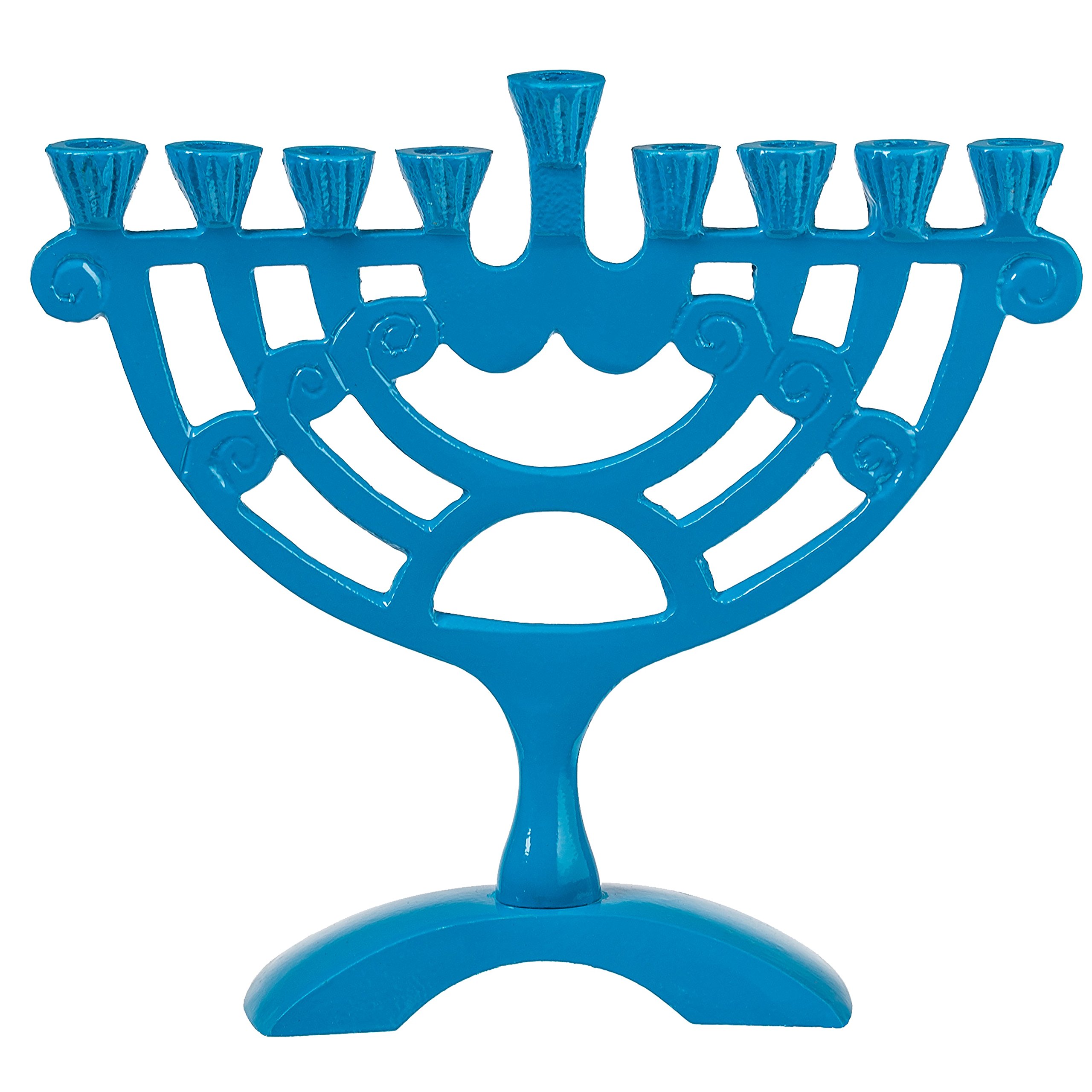 Blue Swirl Traditional Hanukkah Menorah - 6