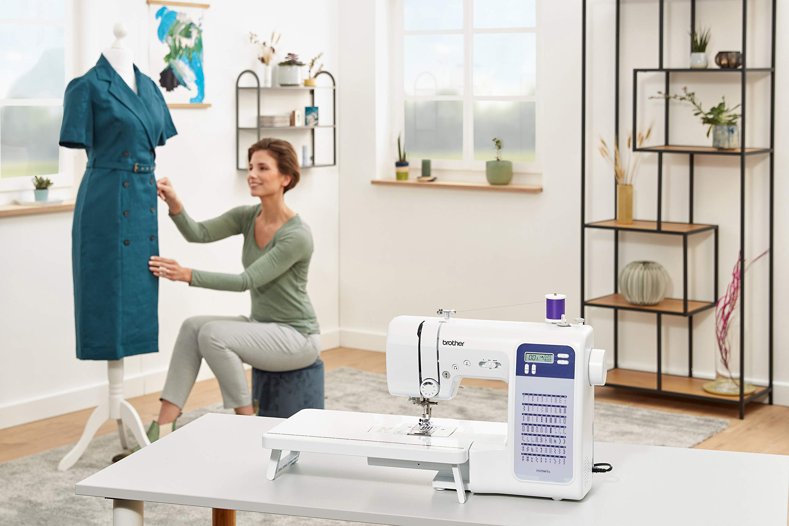 Brother FS70WTX Sewing and Quilting Machine - 70 Built-in Stitches, Automatic Needle Threader, White | Perfect for Home DIY Projects, Quilting, Dressmaking & Crafting