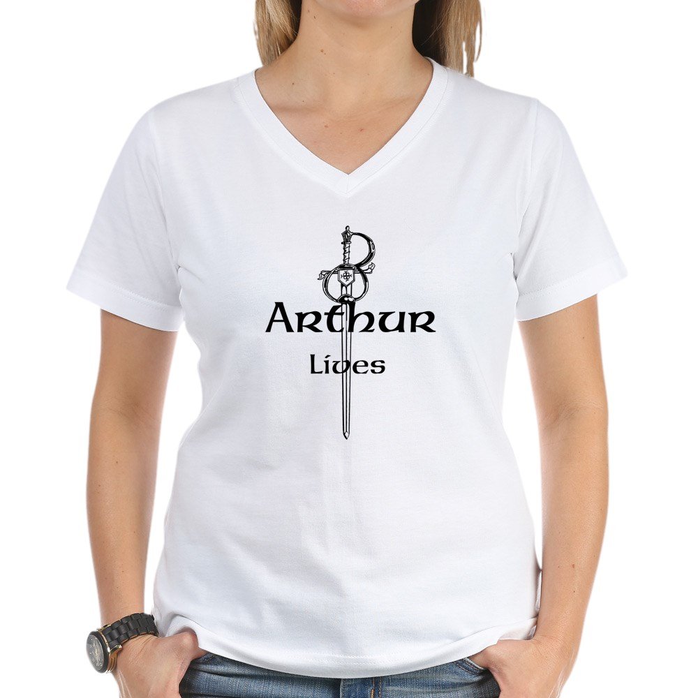 Arthur Lives T-Shirt for Women - Soft Cotton V-Neck Tee - Perfect for Casual Wear, Gifts & Fan Merchandise