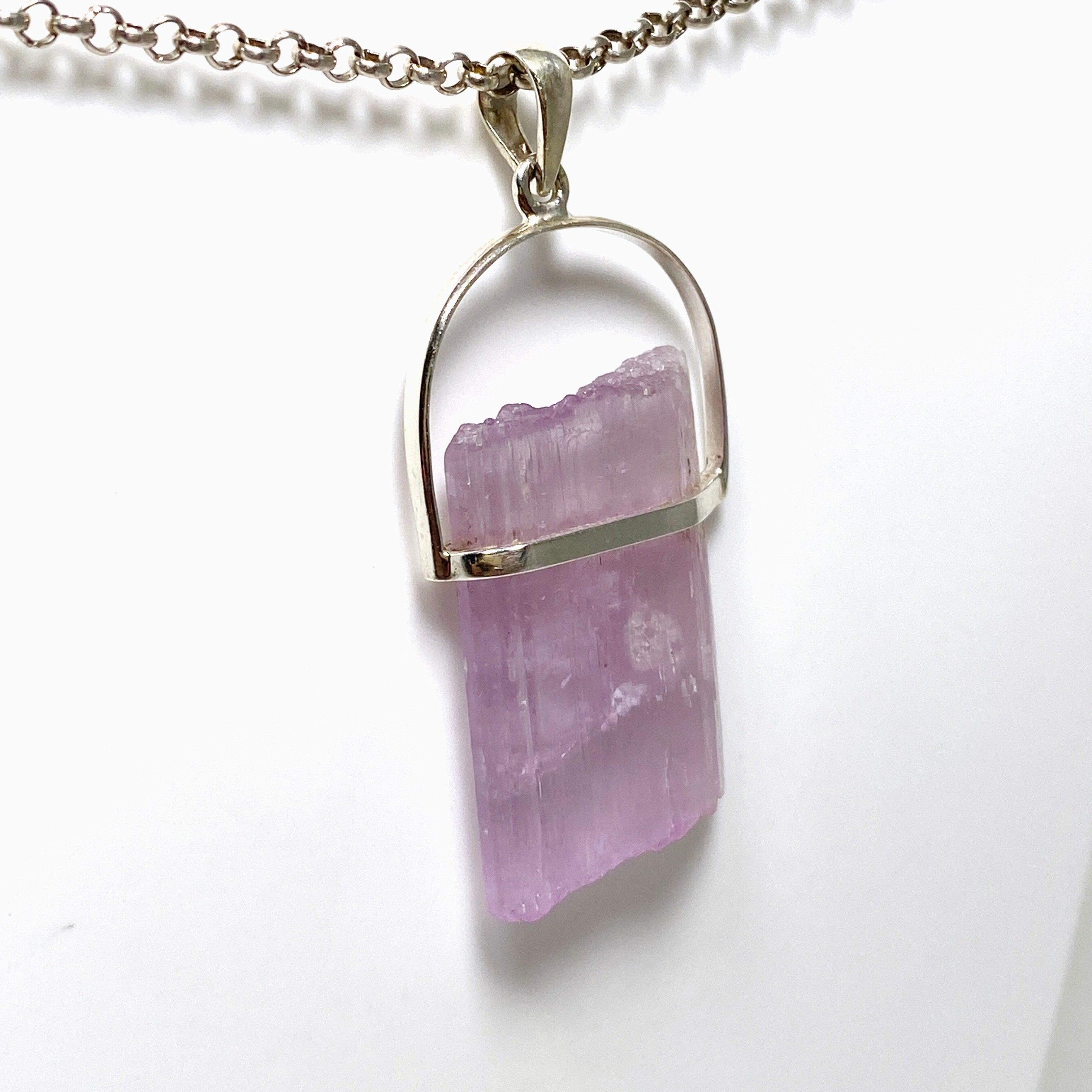 Natural Kunzite Raw Crystal Pendant Necklace - PPGJ710 | Healing Stone Jewelry for Meditation, Energy Balancing & Spiritual Gifts