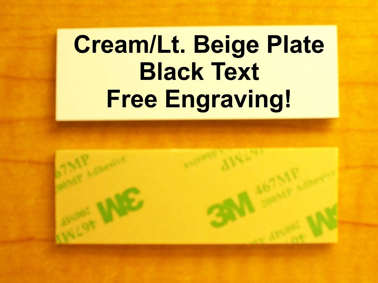 Personalized Custom Engraved 1x3 Inch Adhesive Plate Tag - ID Card, Name Sign for Wall, Door, Desk | Small Business, Home Office, Attic & Scrapbooking Organization | Perfect for Storage Bins, Gift Tags & Craft Projects (Cream)