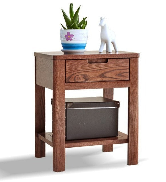 Solid Oak Wood Nightstand - Bedside Table with Drawer for Bedroom Furniture, Perfect for Storage and Decor | Modern & Rustic Home Design