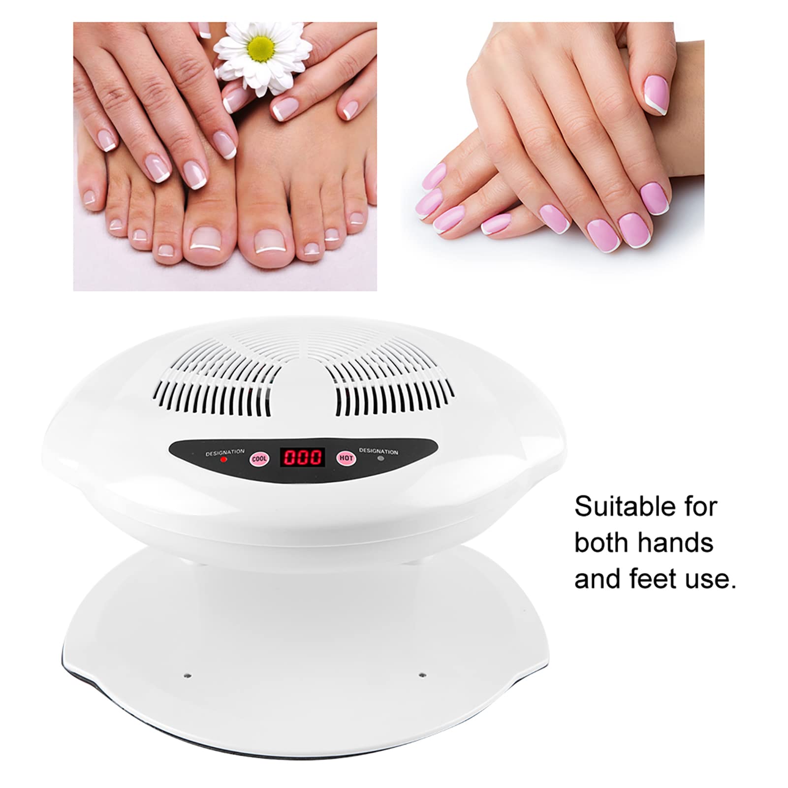 ANGGREK Professional Nail Dryer Fan - Fast Drying Hot & Cold Air Nail Polish Dryer for Manicures, White (US Plug) | Perfect for Home Salons, Nail Art Studios & Quick Polish Drying