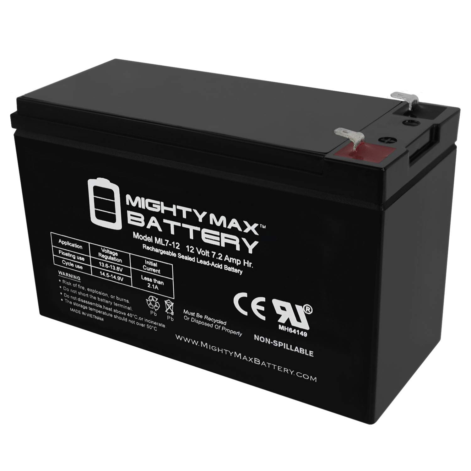 Mighty Max 12V 7Ah SLA Replacement Battery for Ritar RT1270E RT1270H RT1275 - Perfect for Power Wheels, Emergency Lights & Security Systems