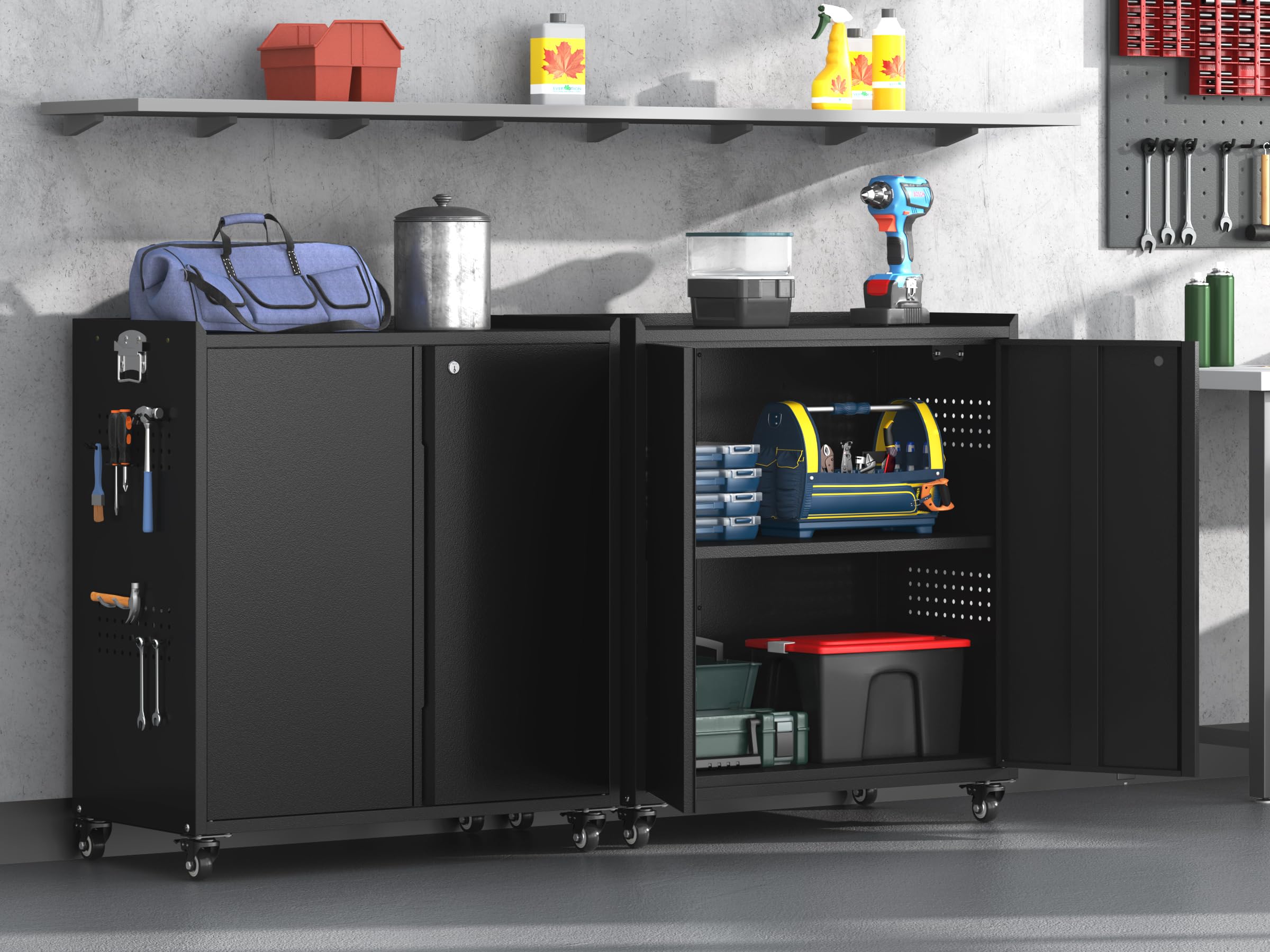 Heavy-Duty Garage Storage Cabinet with Wheels - 34.2