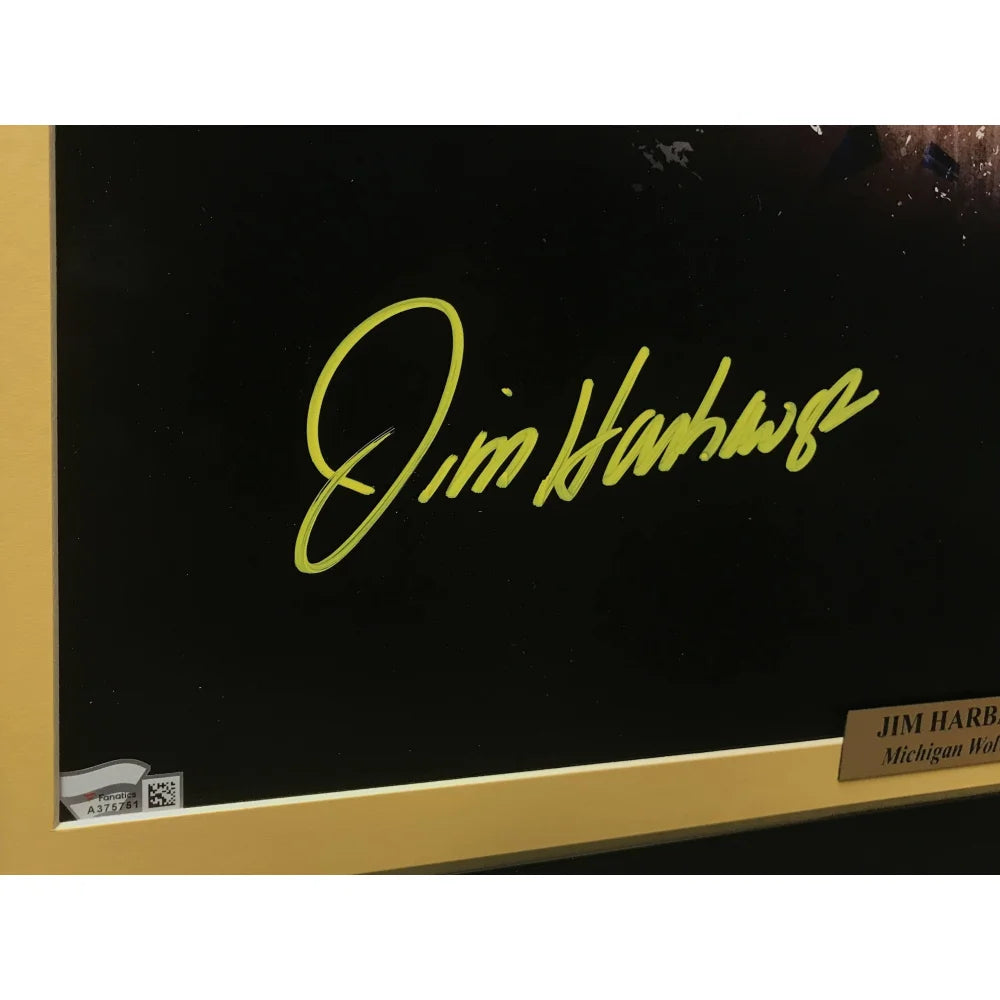 Jim Harbaugh Signed Michigan 20x24 Framed Photo with COA - Authentic Autographed Memorabilia for Wolverines Fans - Perfect for Home, Office, or Man Cave Decor