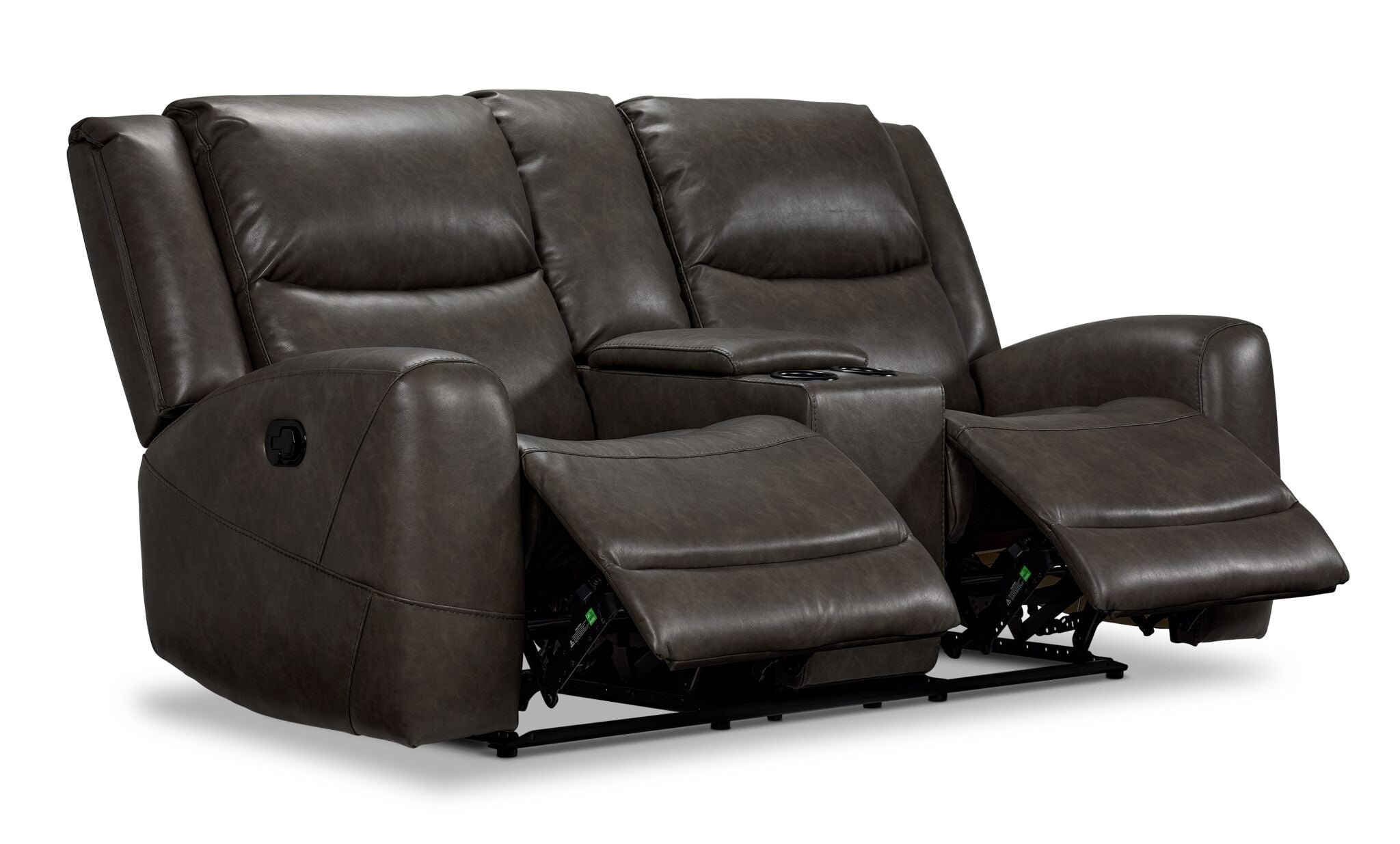 Copley Reclining Loveseat with Console - Slate Gray Fabric Sofa for Living Room | Comfortable 2-Seater Recliner with Cup Holders | Perfect for Movie Nights and Family Relaxation