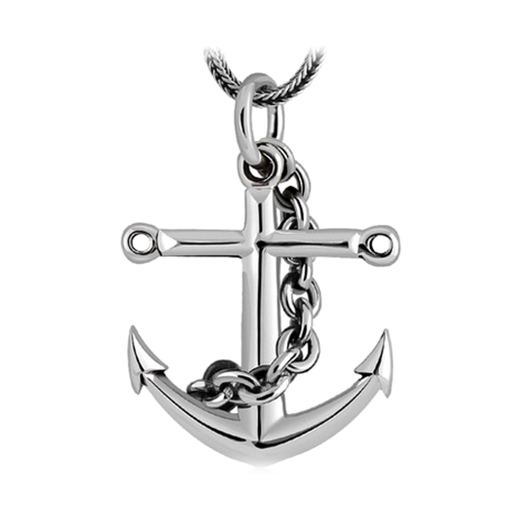925 Sterling Silver Maritime Anchor Pendant with Wheat Chain Necklace - Perfect for Nautical Jewelry Gifts & Everyday Wear