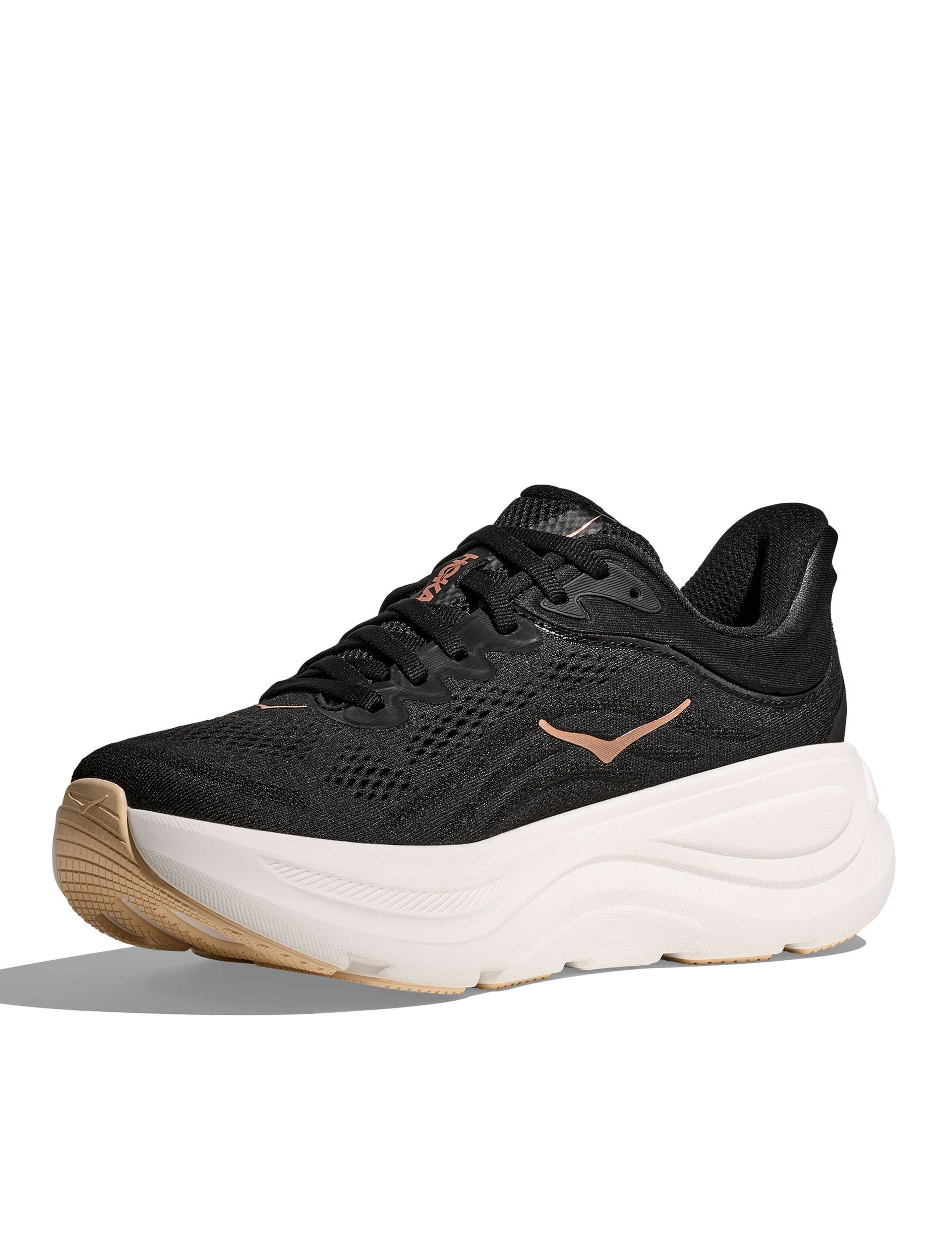 Hoka Bondi 9 Running Shoes for Men & Women - Black/Rose Gold - Cushioned Comfort for Long Distance Running & Walking