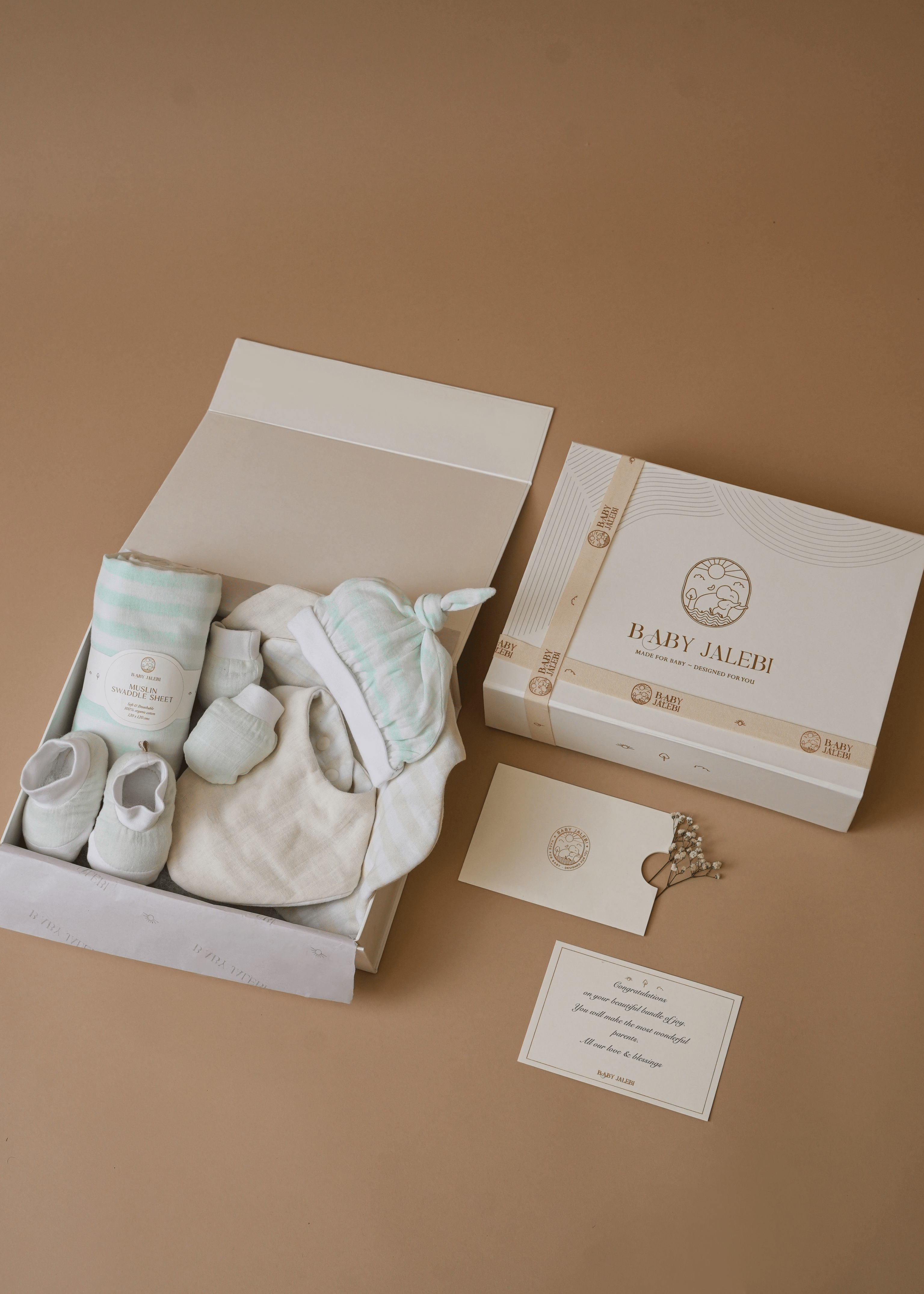 Adorable Mint Stripes Welcome Baby Box - Perfect for Newborn Gifts, Baby Showers & Nursery Decor