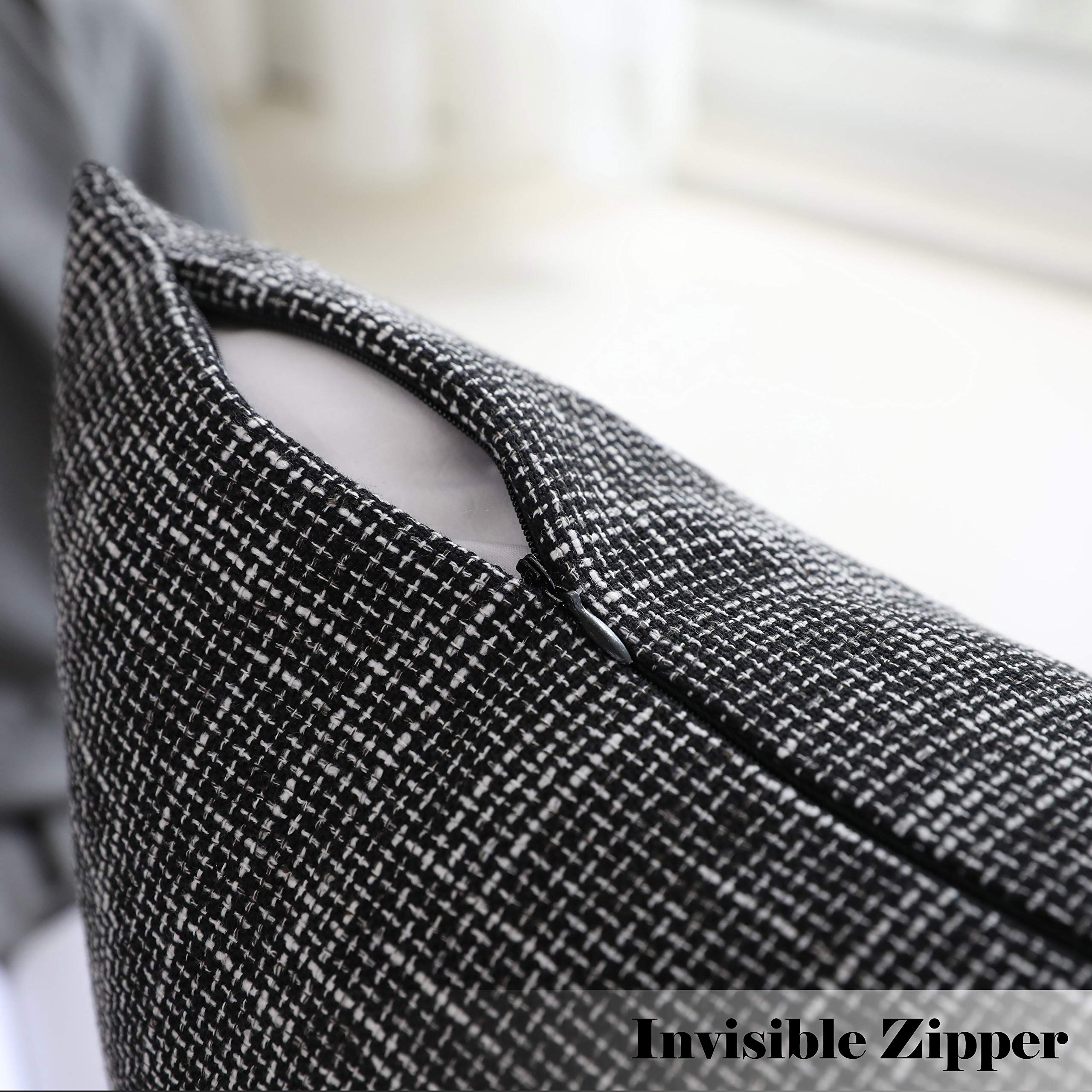 Kevin 2-Pack Black Faux Linen Pillow Covers 24x24