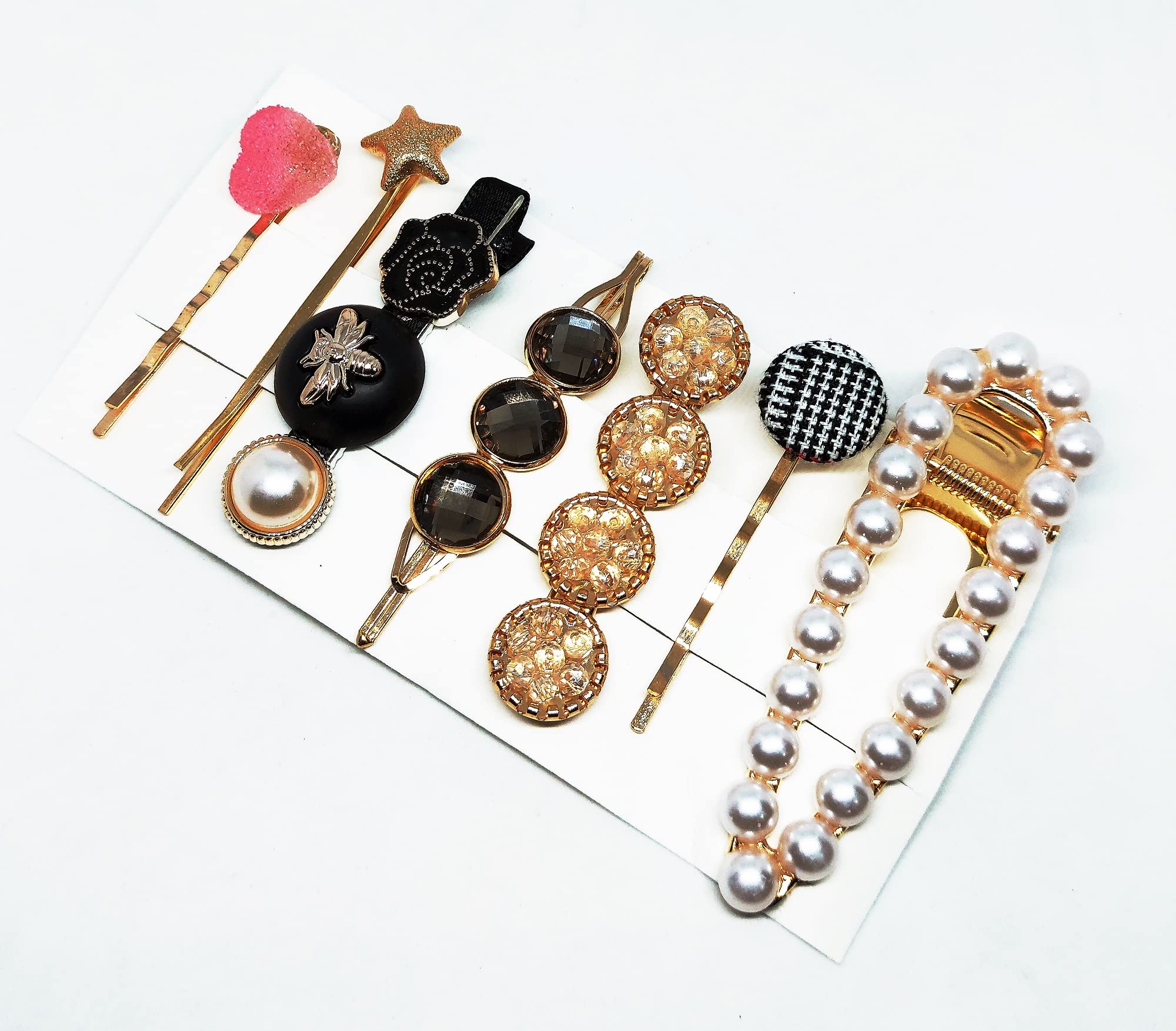 Trendy 7-Piece Hair Side Pins & Bobby Pins Set - Metal Hair Slides & Clips for Women & Girls - Perfect for Updos, Braids, Ponytails & Everyday Styling