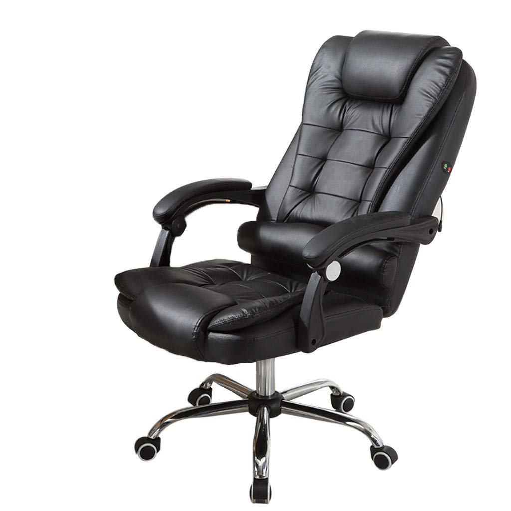 Premium High Back Adjustable Office Chair - Ergonomic Managerial Desk Chair with Swivel & Massage Function, PU Leather Computer Chair for Home & Office, Reclining Massage Chair for Relaxation & Productivity (Black) - Fast US Delivery