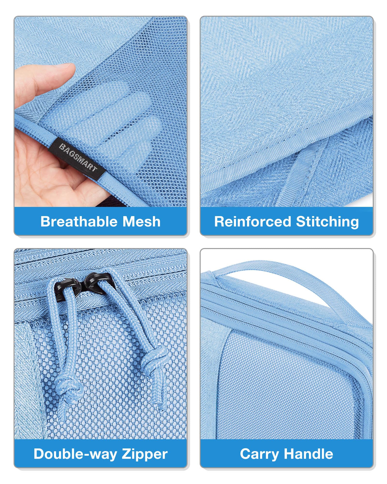 BAGSMART 6-Piece Compression Packing Cubes Set for Travel - Space Saving Suitcase Organizer with Shoe Bag | Perfect for Carry-On Luggage, Business Trips & Vacation Packing