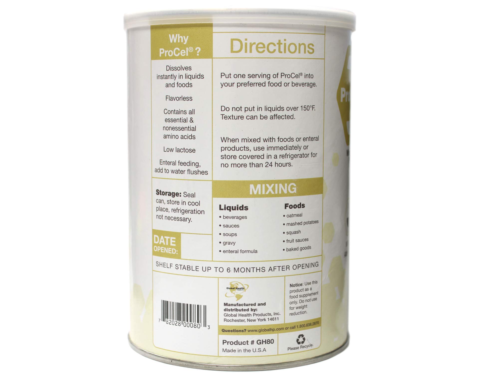 Choice One ProCel Protein Supplement Powder - Unflavored GH80 Formula, 10oz Ready-to-Mix Canister | Ideal for Post-Workout Recovery, Meal Replacement & Fitness Nutrition