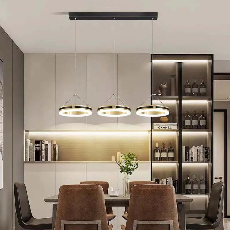 3-Light Black Round Minimalist Pendant Light Fixture - Modern Ceiling Lighting for Dining Room, Kitchen Island & Living Room