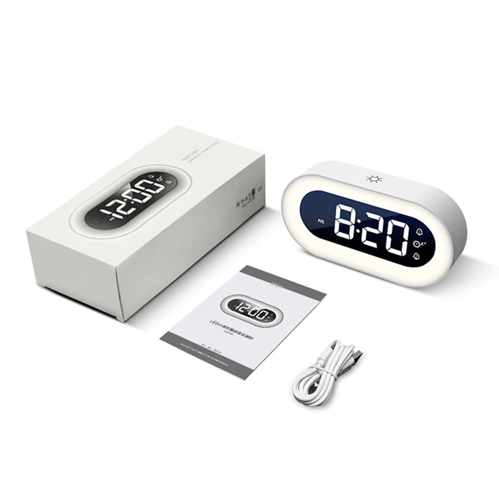 Portable Travel Alarm Clock - Silent Digital Electronic Clock for Bedroom, Dormitory, Office | White | Perfect for Home, Travel & Nightstand Use