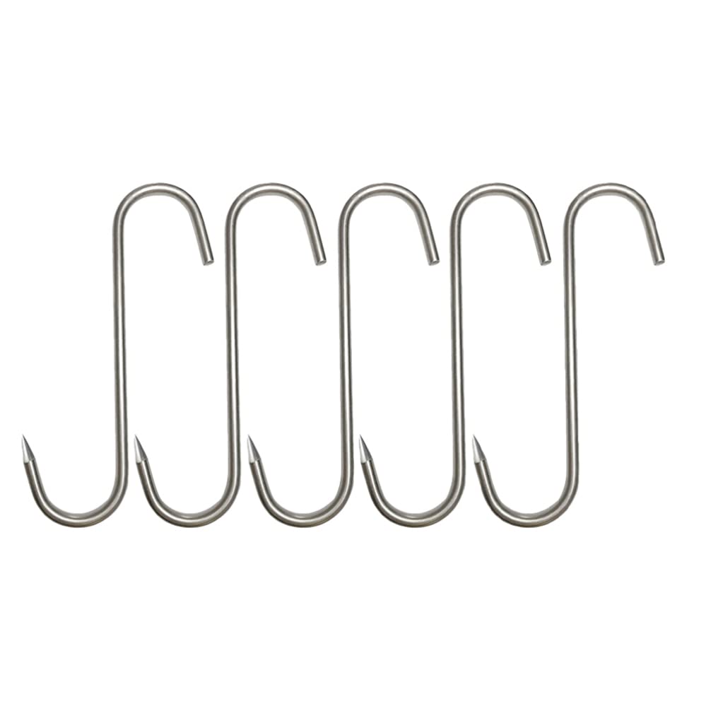iplusmile Stainless Steel Meat Hooks - 5pcs Butcher Hooks for BBQ, Grilling & Meat Processing (25x1cm) - Perfect for Home Kitchens, Restaurants & Outdoor Cooking