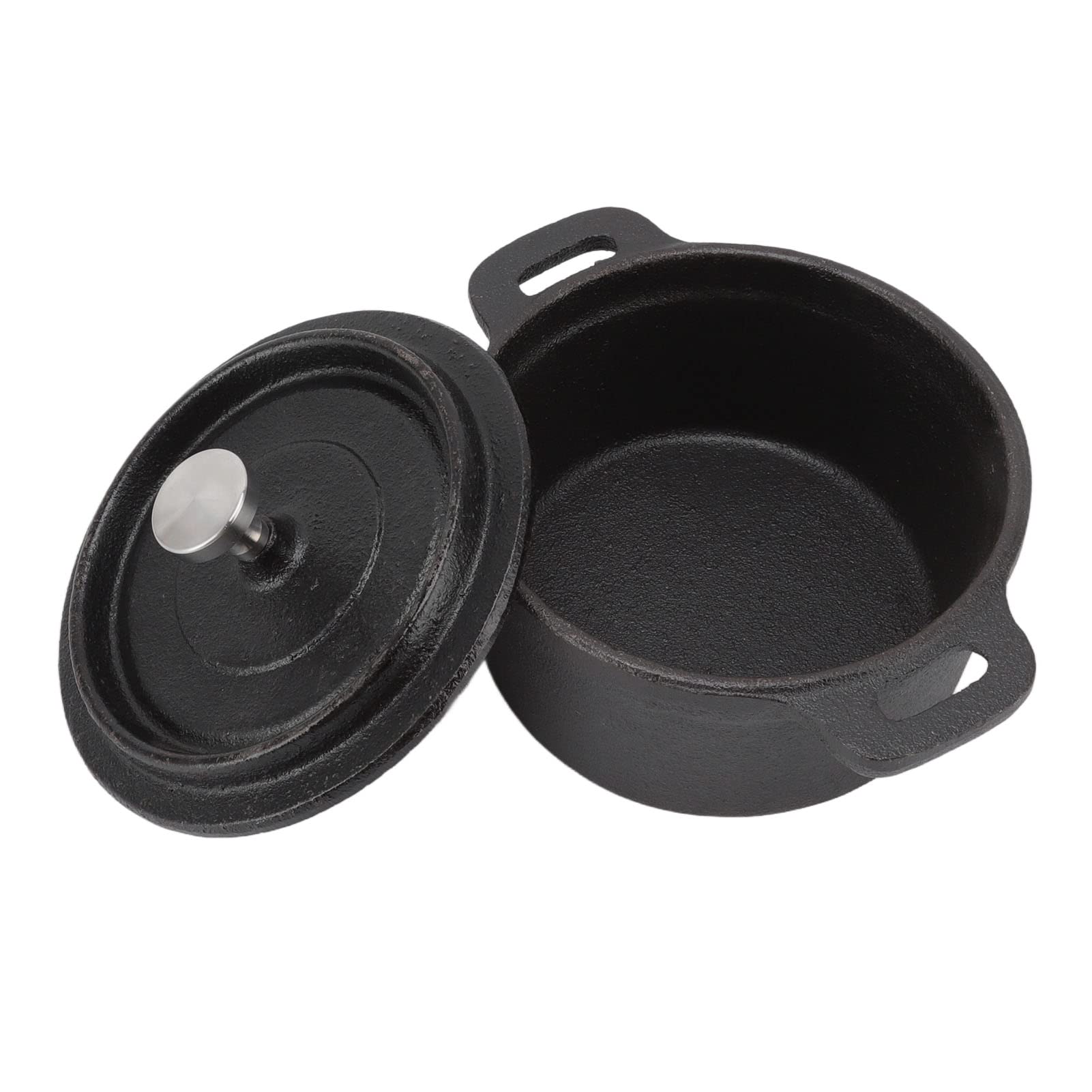 Heavy Duty Round Cast Iron Dutch Oven with Lid - 5QT Enameled Cookware for Gas, Electric & Induction Stovetops - Perfect for Braising, Stewing, Baking & Outdoor Camping Cooking
