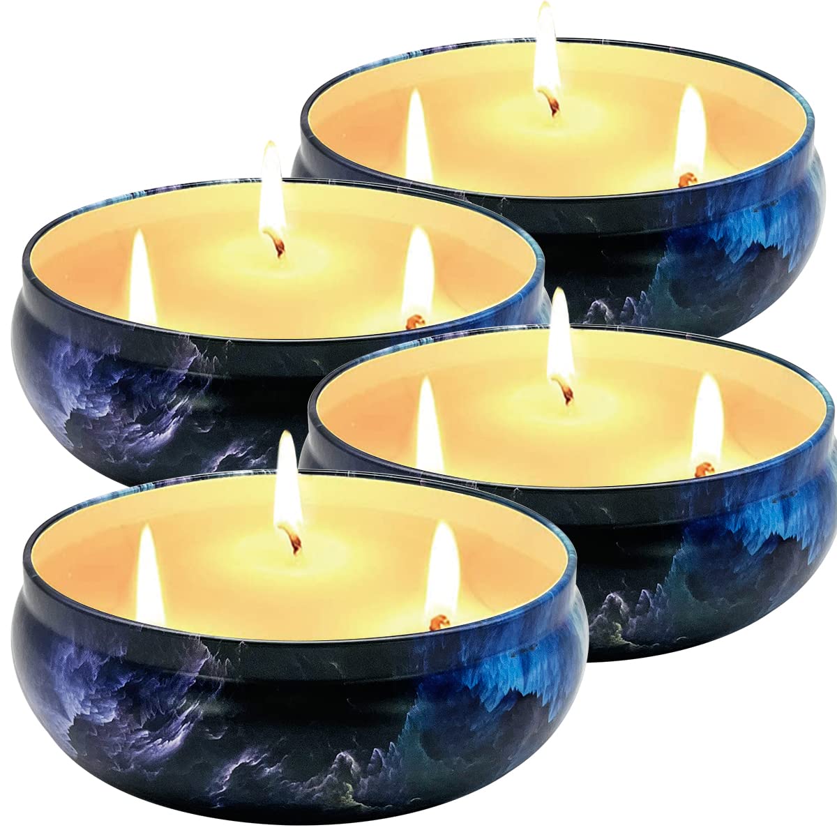 4-Pack Citronella Candles Outdoor with 3 Wicks - 13.5oz Large Soy Wax Candles in Lemongrass Scent - Perfect for Patio, Garden, and Backyard Mosquito Repellent | Home Decor & Gift Set