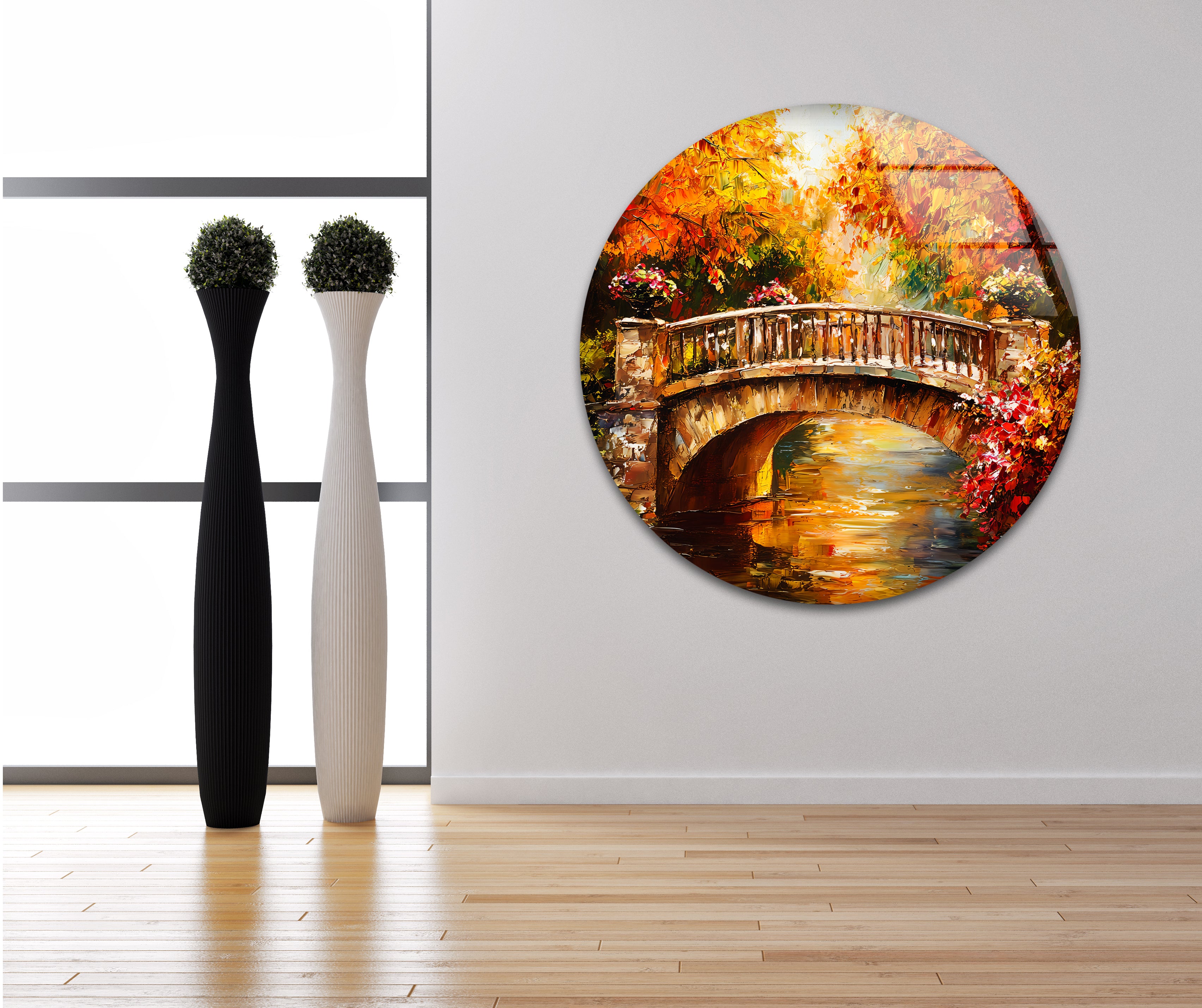 Stunning Afremov Bridge Glass Wall Art - Hand-Painted Canvas Print for Home & Office Decor - Perfect for Living Room, Bedroom & Office Spaces