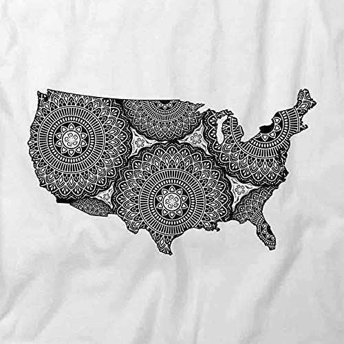 American Mandala T-Shirt - White Printed Graphic Tee for Men & Women | Yoga, Festival, Casual Wear
