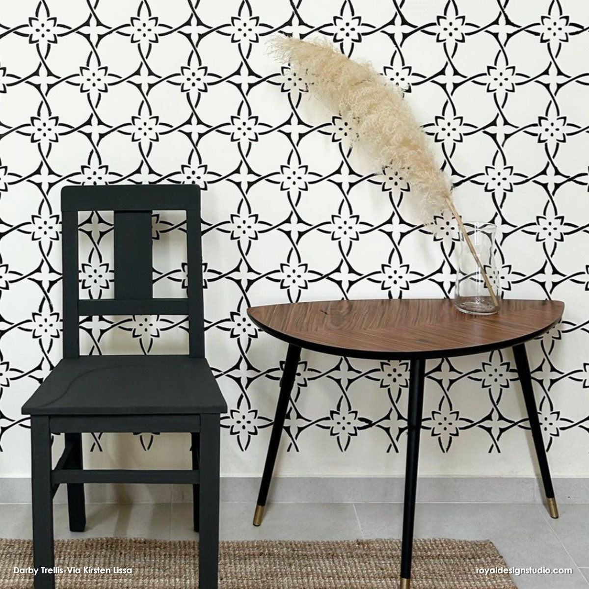 Darby Trellis Wall Stencil - Reusable DIY Home Decor Painting Template for Walls, Furniture & Crafts | Perfect for Farmhouse, Boho & Vintage Interior Design Projects