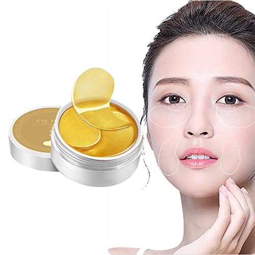 Premium Seaweed Tightening Eye Mask - 30 Pairs (60Pcs/Box) Gold Crystal Anti-Wrinkle Hydrating Eye Patches for Dark Circles & Puffiness - Reduce Under Eye Bags & Fine Lines - Perfect for Night Care & Travel Skincare Routine