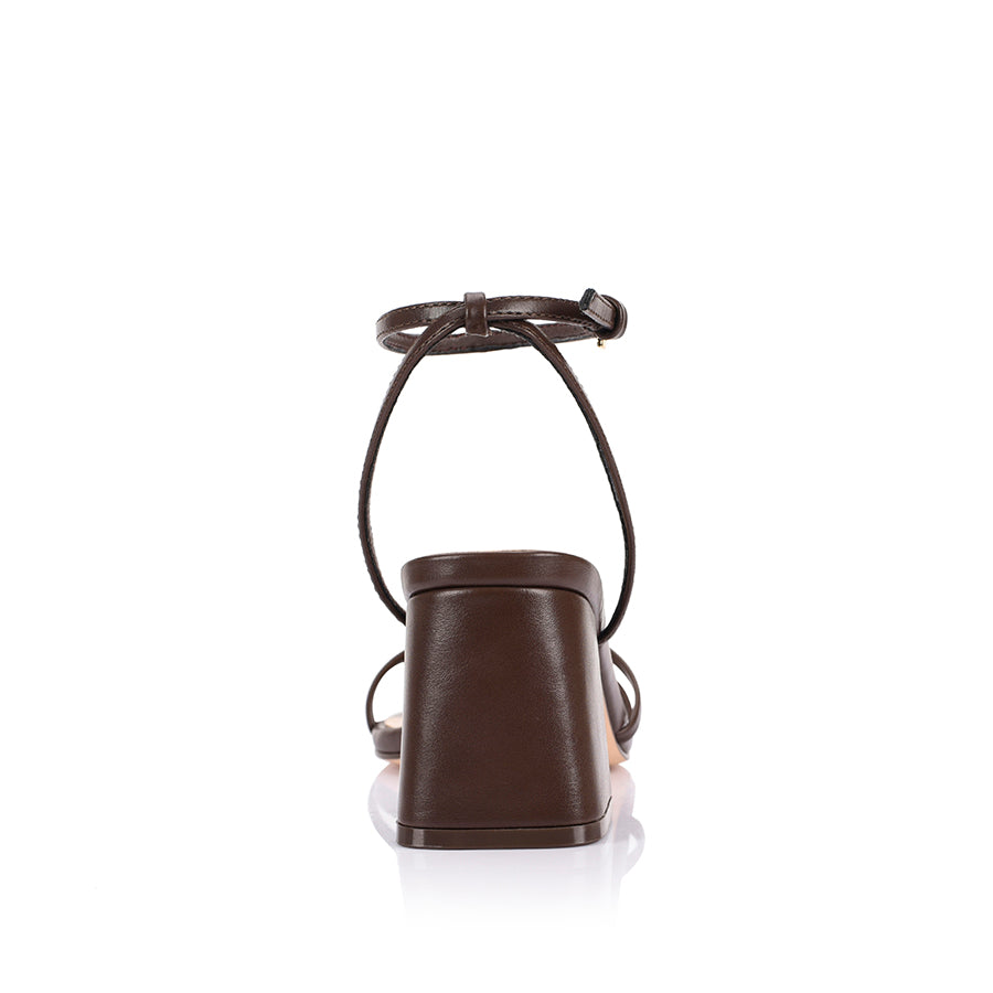 Stevie Block Heel Sandals for Women - Chocolate Brown Leather Comfortable Summer Shoes | Perfect for Weddings, Parties & Office Wear