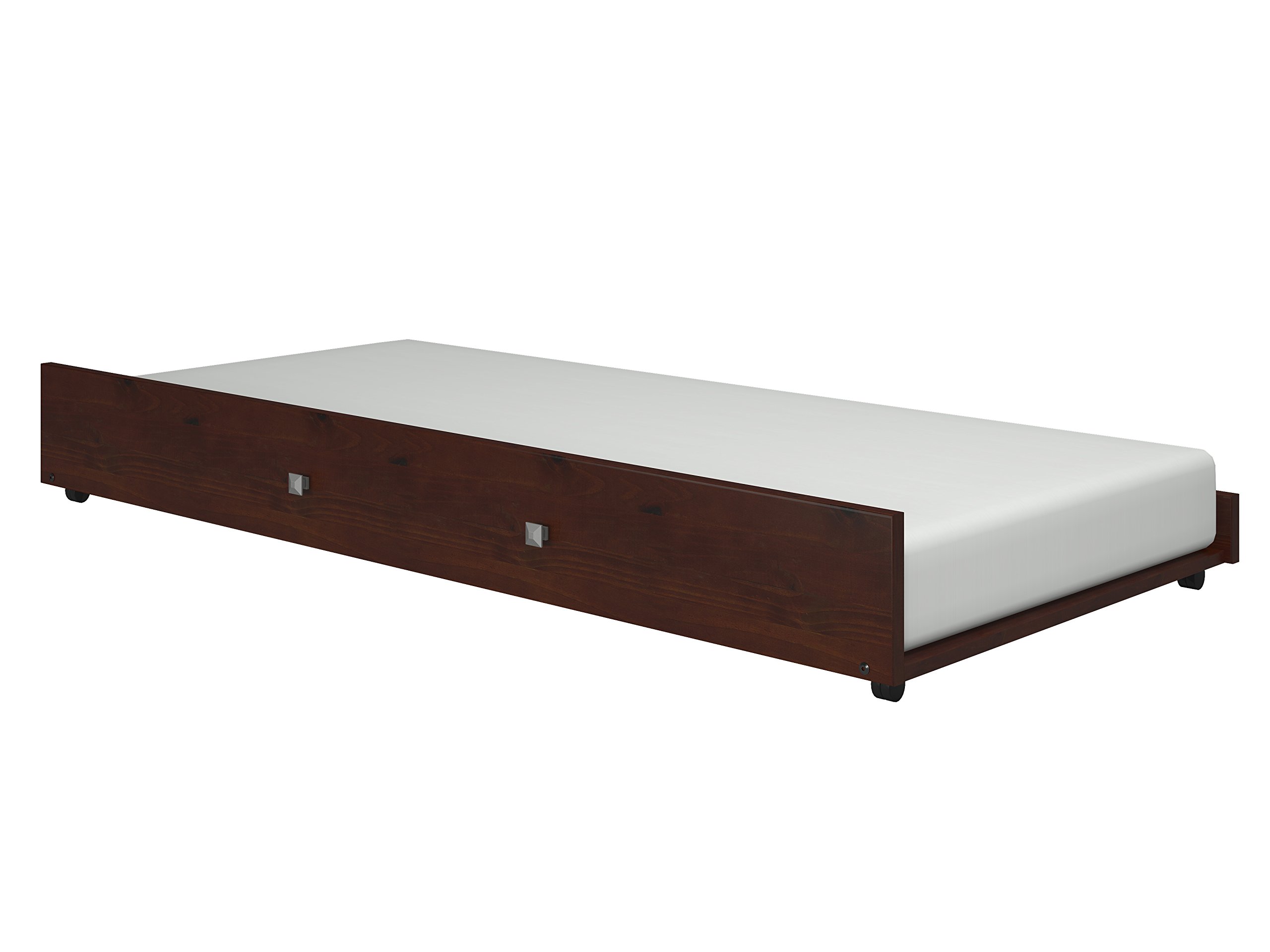 Bunk Bed Kingdom Twin Size Trundle Bed in Cappuccino Finish - Space-Saving Kids Bedroom Furniture for Sleepovers & Small Rooms