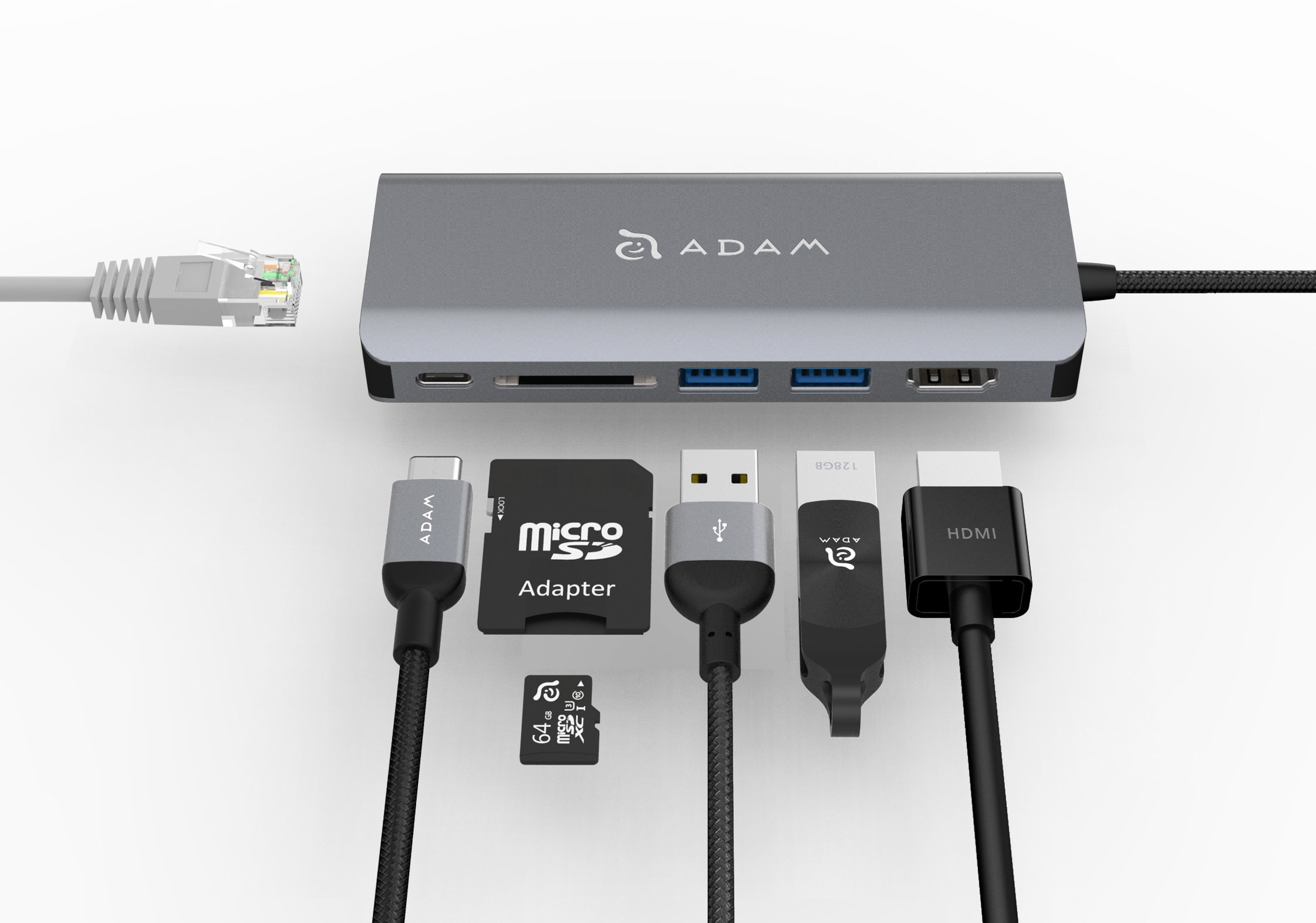 ADAM 6-in-1 USB C Hub with 4K HDMI, 100W PD, SD Reader - for MacBook & Travel