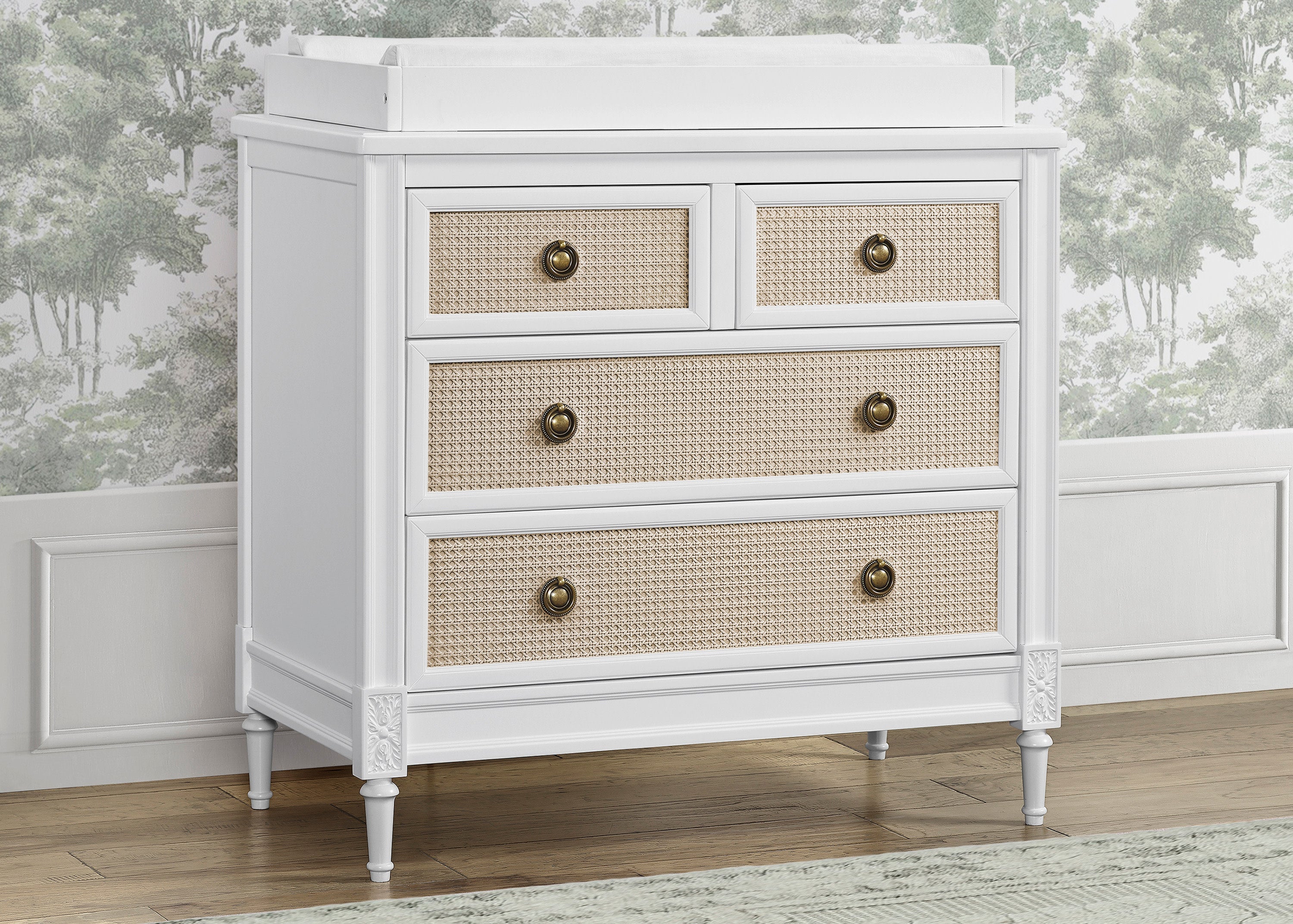 Madeline 4 Drawer Dresser with Changing Top & Interlocking Drawers - Nursery Storage Solution for Baby Clothes and Essentials | Perfect for Newborn Organization and Diaper Changing Station
