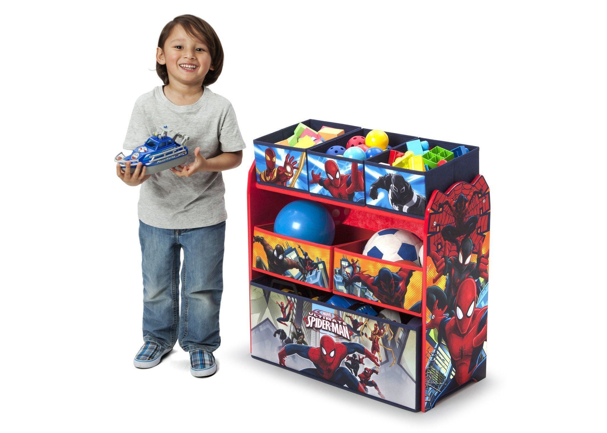Spider-Man Toy Storage Organizer with Multiple Bins - Perfect for Kids' Room, Playroom & Toy Organization