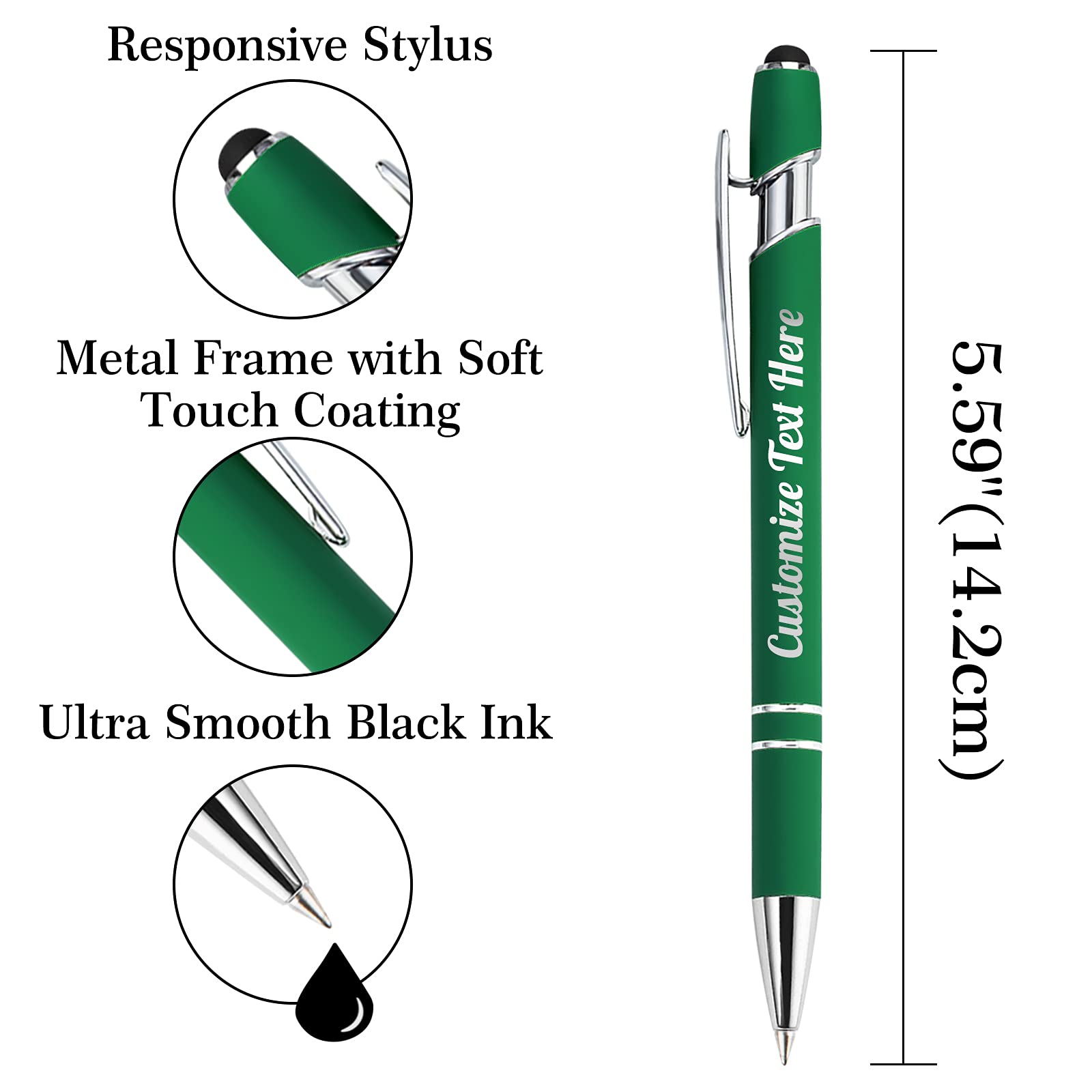 500 Custom Engraved Ballpoint Pens Bulk - Personalized with Business Name, Logo & Message - Stylus Tip, Medium Point Black Ink (108 Pack) - Perfect for Corporate Gifts, Promotional Events & Office Supplies