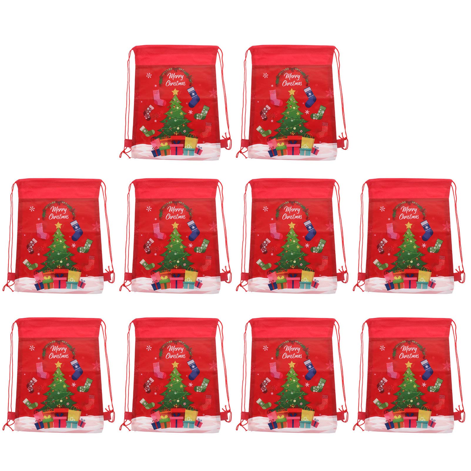 TOYANDONA 10-Piece Large Santa Sack Gift Bags - Jumbo Christmas Party Favor Bags for Holiday Wrapping, Stocking Stuffers & Gift Exchange (Perfect for Christmas Parties, Classroom Treats & Secret Santa Gifts)