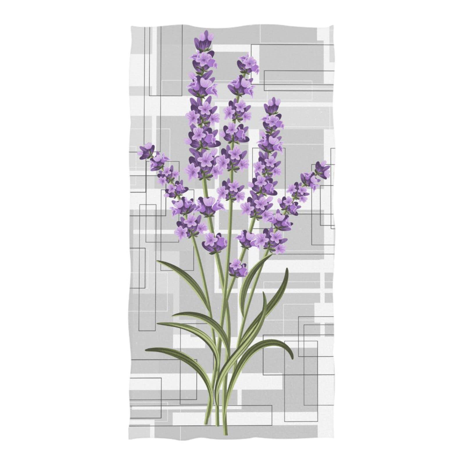 **Lavender Flower Oversized Beach Towel - 74x37 Inch Quick Dry Microfiber Towel for Adults, Lightweight & Absorbent - Perfect for Swimming, Bathing, Camping & Beach Vacations**