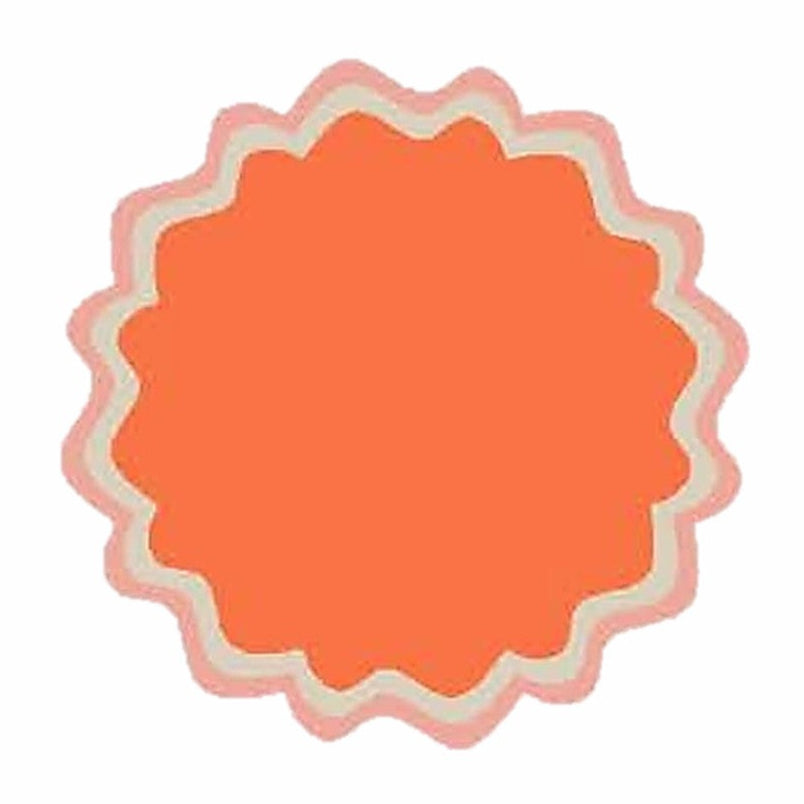 Round Die-Cut Placemats Set of 4 - Orange Sand & Pink - Elegant Table Decor for Dining, Kitchen, or Party Use