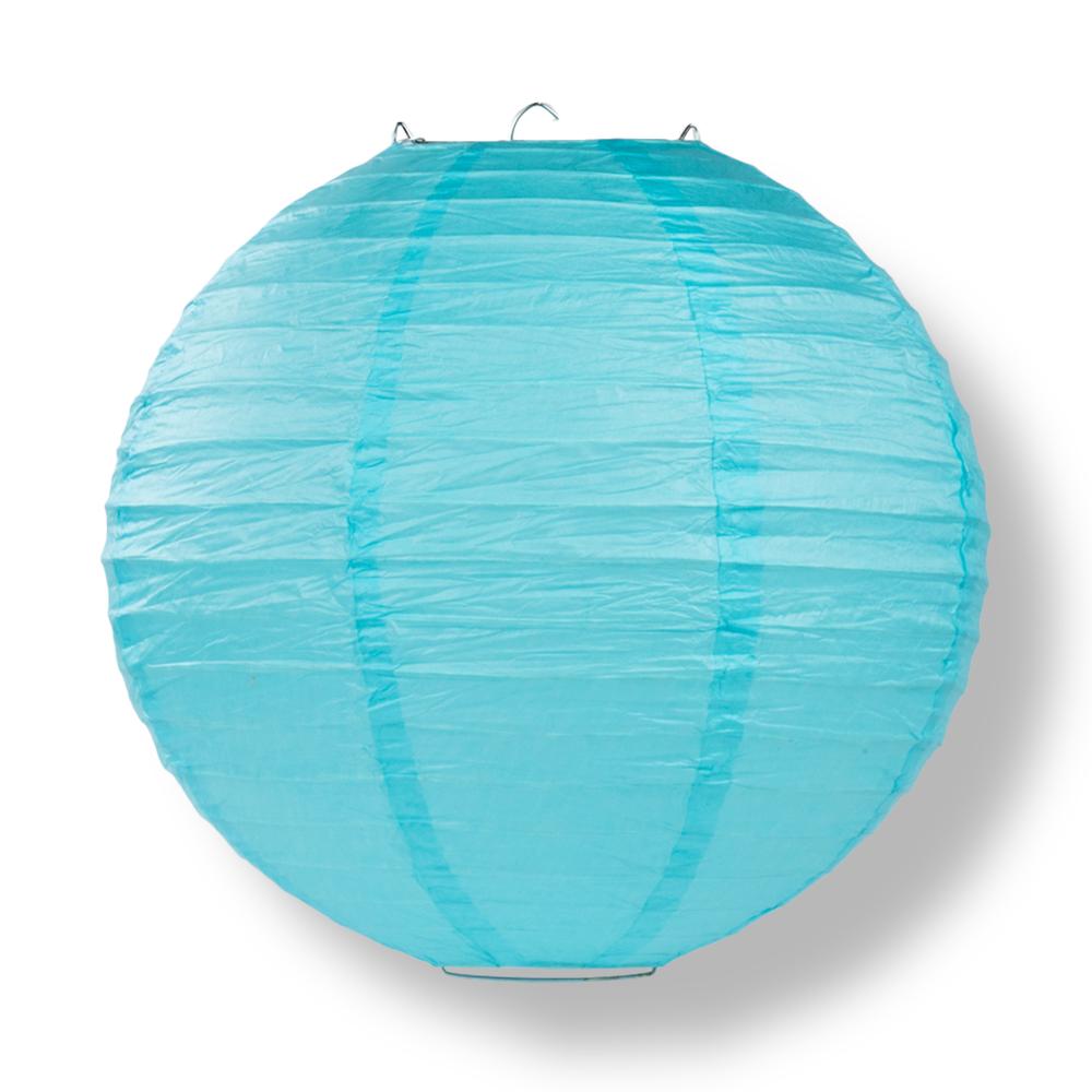 12 Pack Baby Blue Round Paper Lanterns with Even Ribbing - Hanging Party Decor Set for Baby Showers, Weddings & Home Decorations