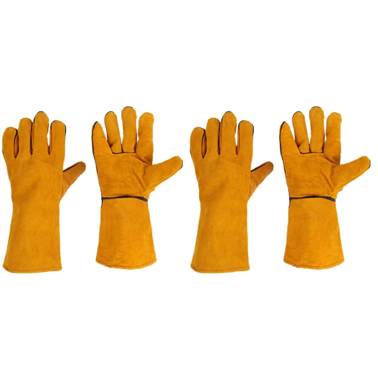 Yardwe 4 Pairs Leather Gardening Gloves - Thorn Proof, Heavy Duty Work Gloves for Gardening, Beekeeping, Farming & Outdoor Protection (Ideal for Rose Pruning, Landscaping & Animal Handling)