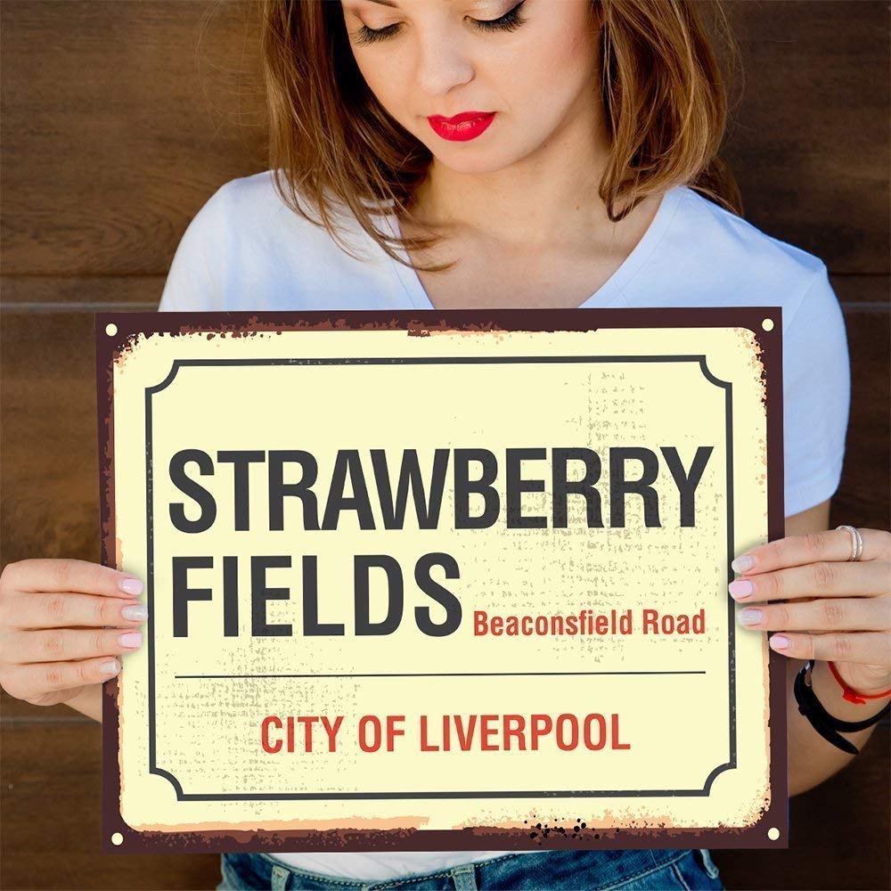 Strawberry Fields Beaconsfield Road Street Sign - 11x14 Unframed Typography Art Print - Perfect Gift for Beatles & Music Lovers - Home Decor, Office Wall Art, Bedroom Decoration (Printed on Premium Paper)
