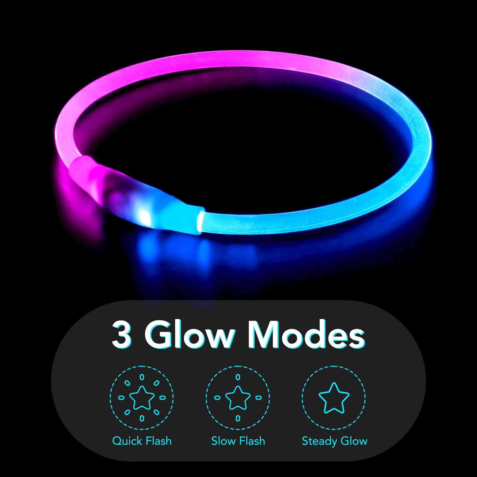 Colaseeme LED Dog Collar - USB Rechargeable Glow Safety Collar for Small Medium Large Dogs (Blue & Pink) | Night Walking, Jogging & Outdoor Adventures