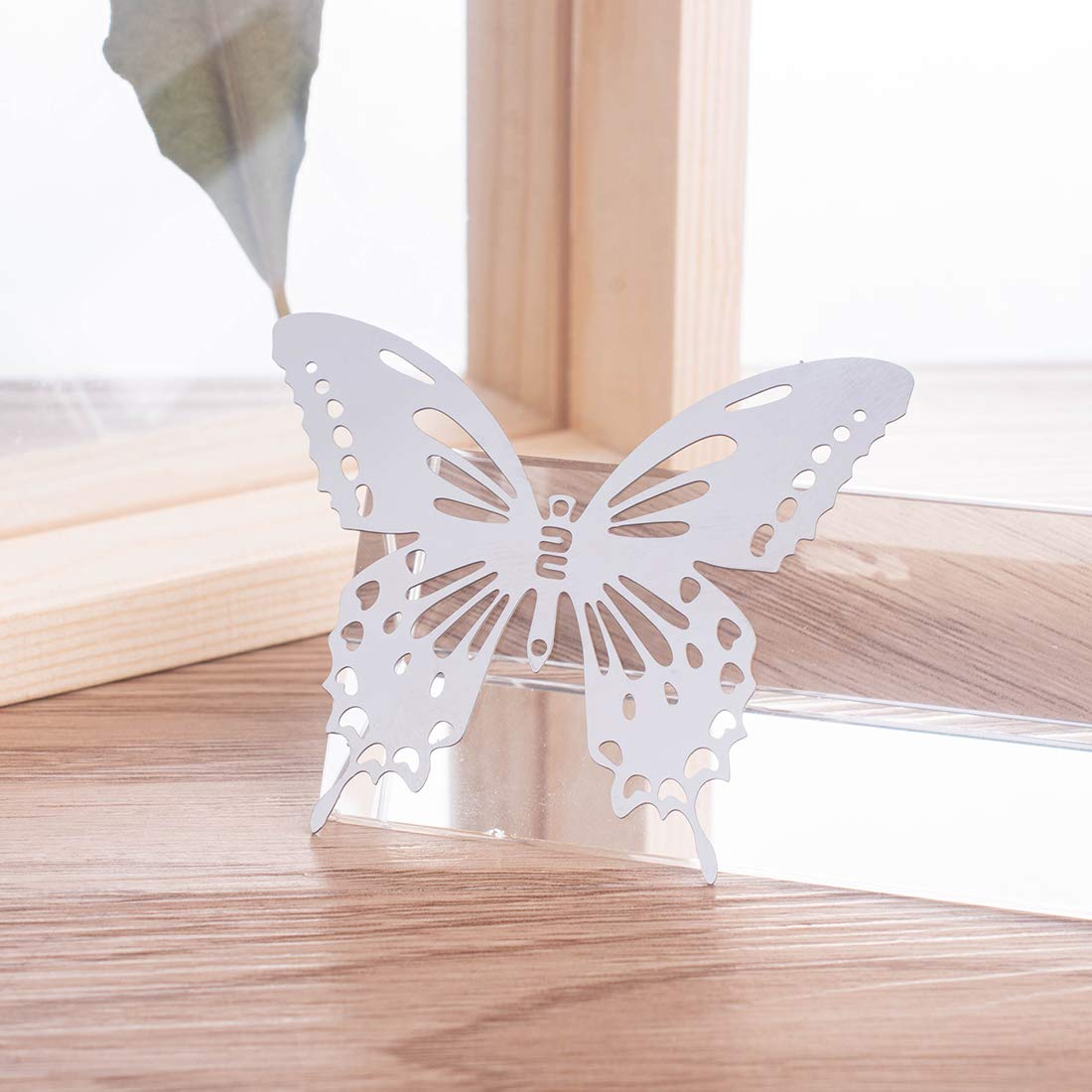 10pcs Silver Butterfly Hanging Suncatcher DIY Metal Parts - Handmade Craft Pendant Ornament Drops for Window, Garden, and Home Decor