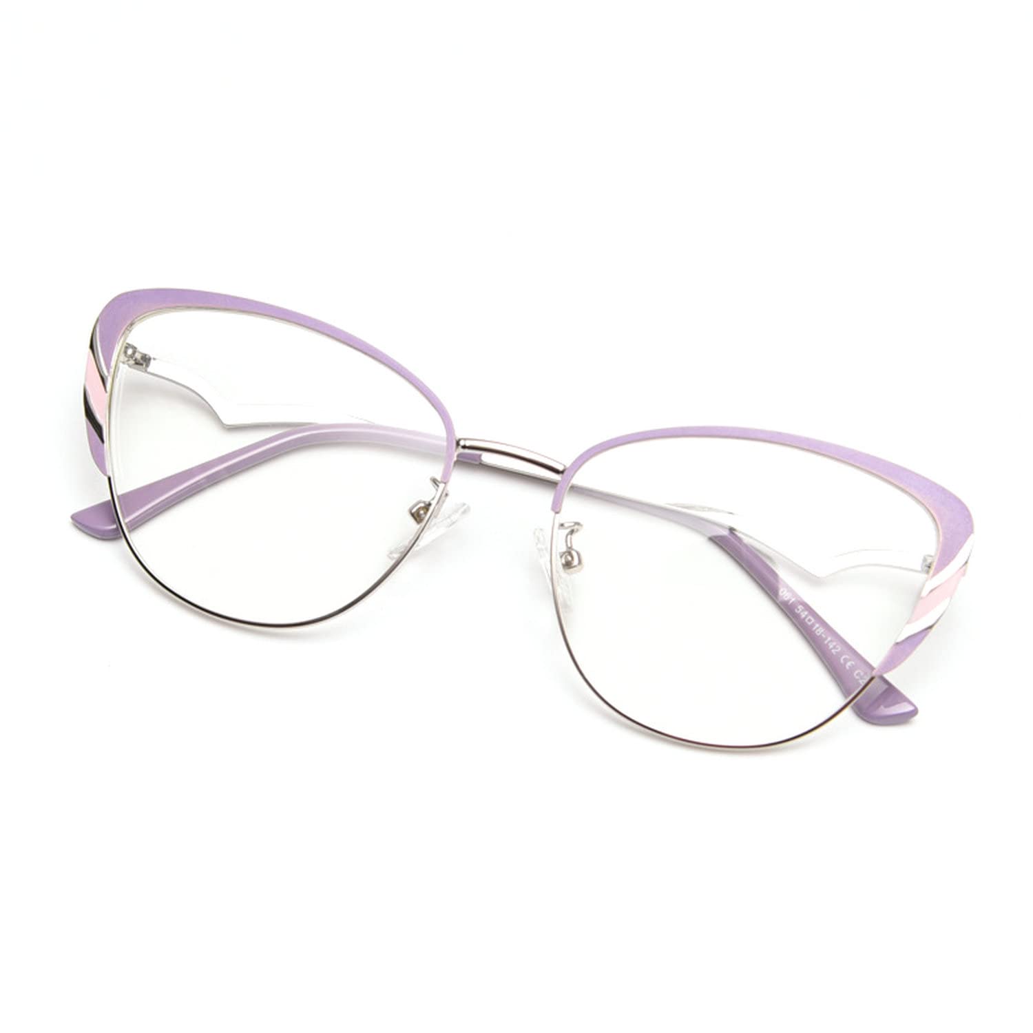 Blue Light Blocking Glasses for Women - Stylish Metal Cat Eye Reading Glasses - Anti Eye Strain for Computer Work & Screen Time